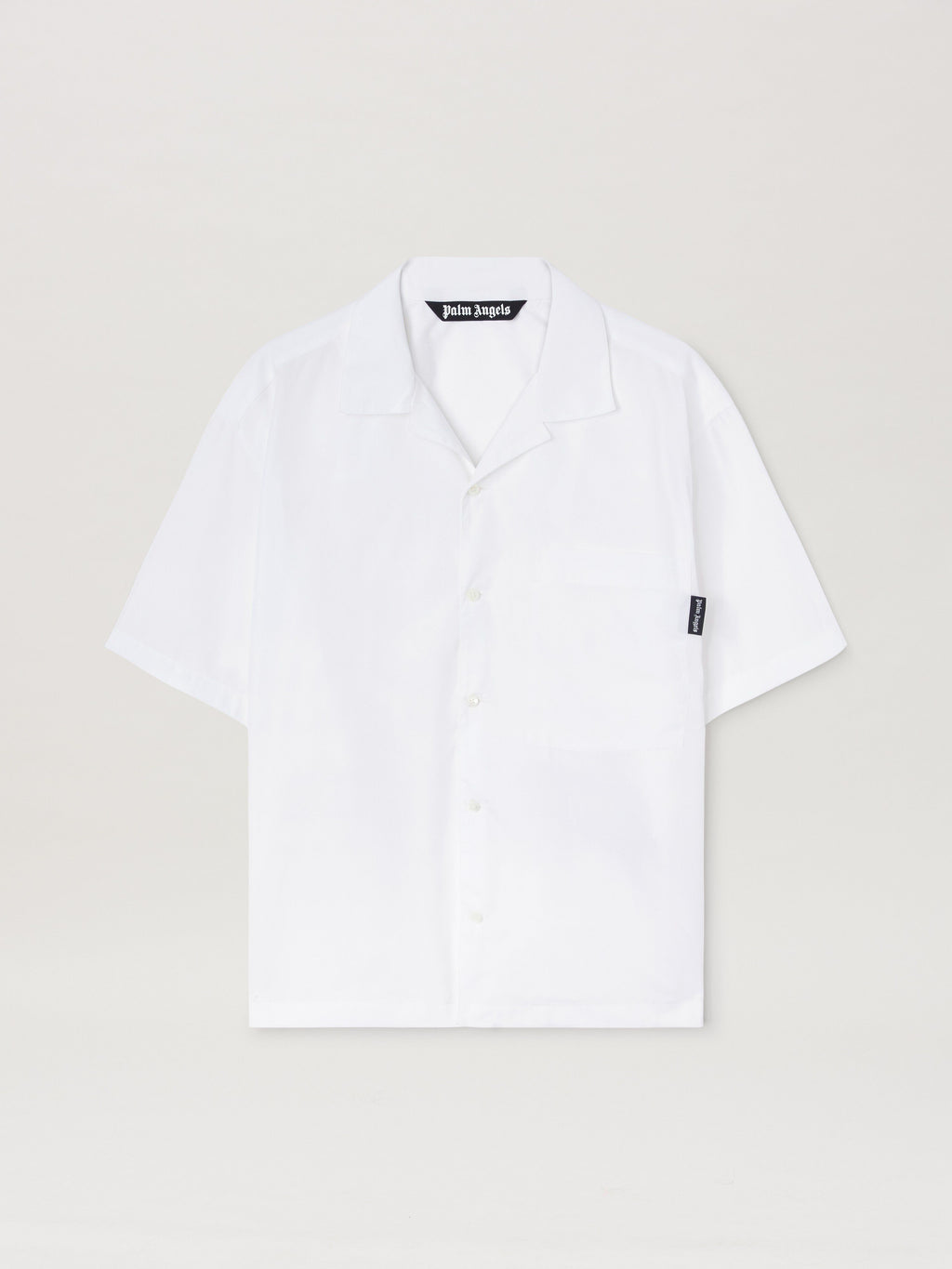 PALM ANGELS  CURVED LOGO CLASSIC SHIRT SS WHITE - BLA WHITE - BLACK PMGG00AS25FAB004