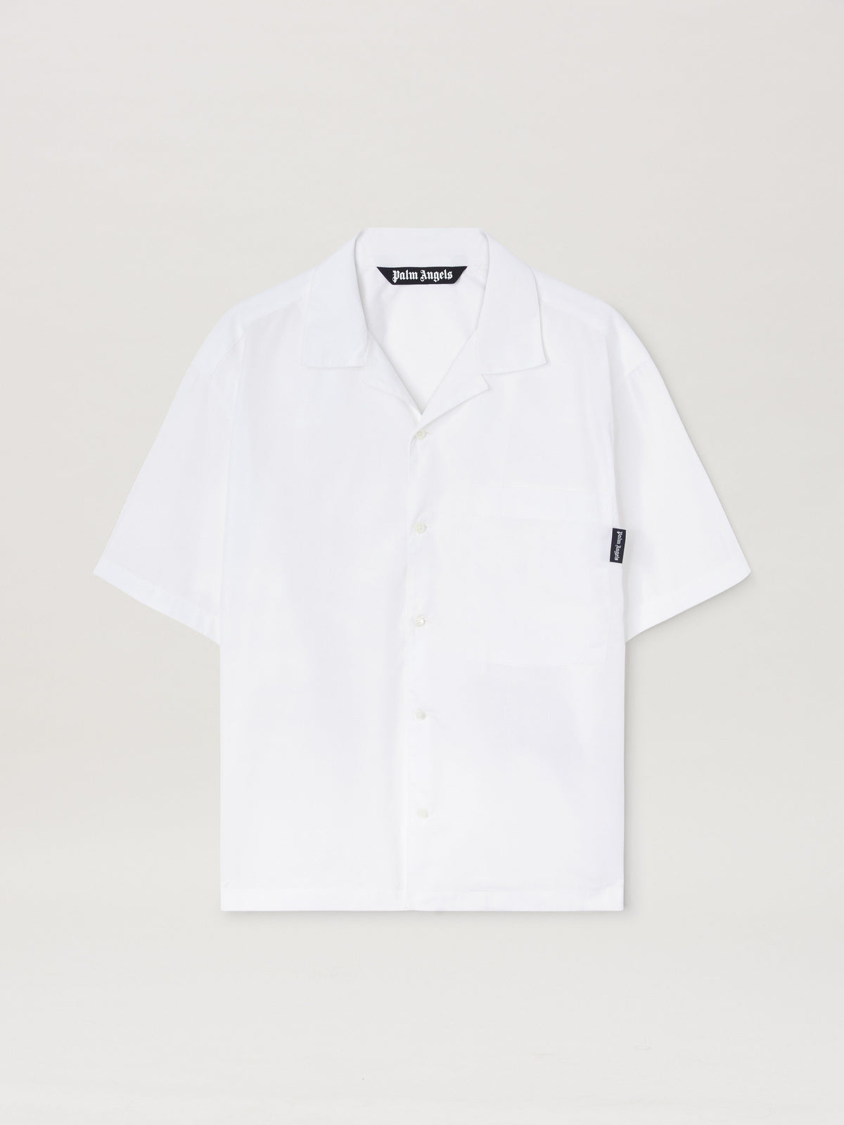 PALM ANGELS  CURVED LOGO CLASSIC SHIRT SS WHITE - BLA WHITE - BLACK PMGG00AS25FAB004
