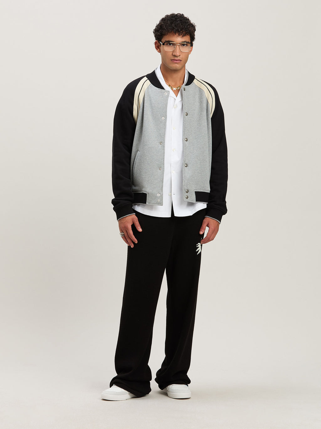PALM ANGELS  CURVED LOGO CLASSIC SHIRT SS WHITE - BLA WHITE - BLACK PMGG00AS25FAB004