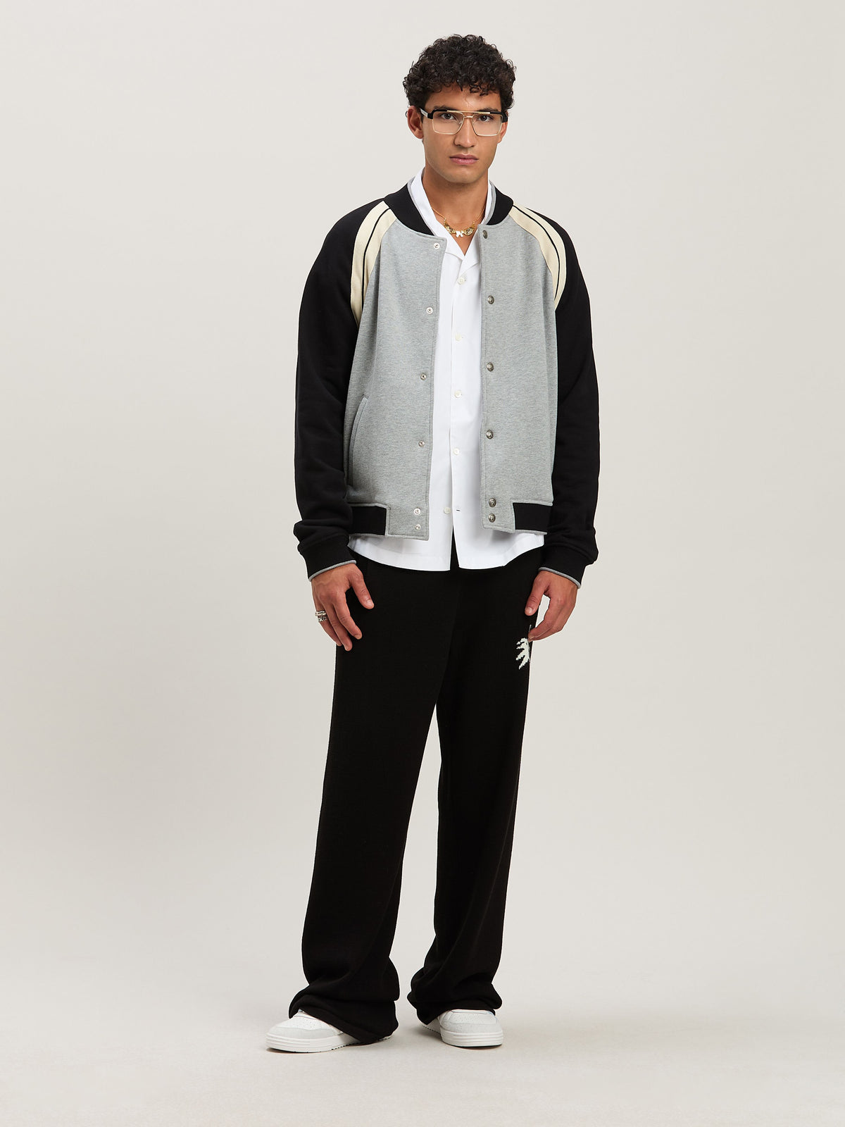 PALM ANGELS  CURVED LOGO CLASSIC SHIRT SS WHITE - BLA WHITE - BLACK PMGG00AS25FAB004