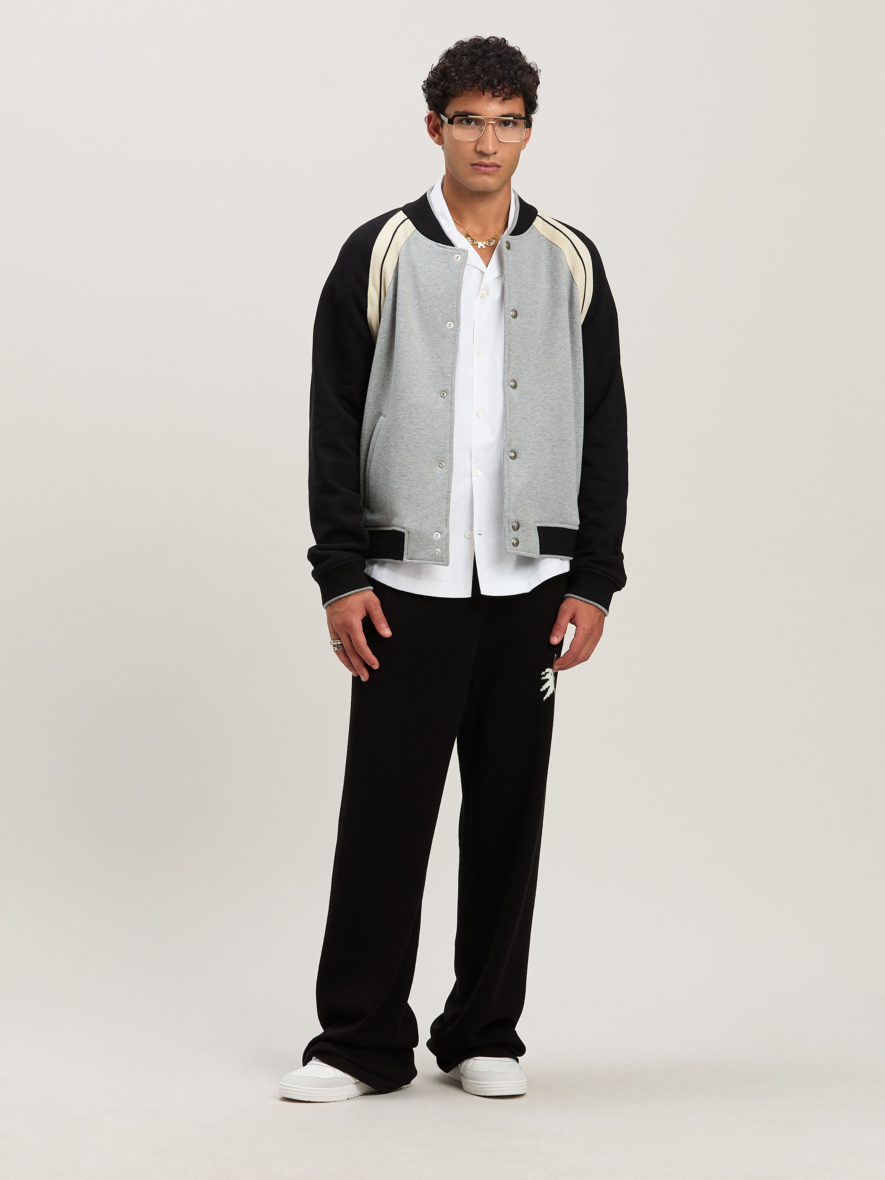 PALM ANGELS  CURVED LOGO CLASSIC SHIRT SS WHITE - BLA WHITE - BLACK PMGG00AS25FAB004