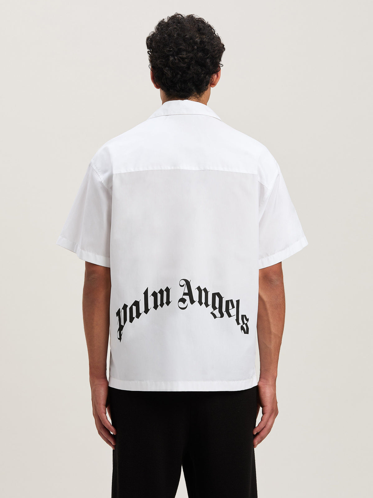 PALM ANGELS  CURVED LOGO CLASSIC SHIRT SS WHITE - BLA WHITE - BLACK PMGG00AS25FAB004