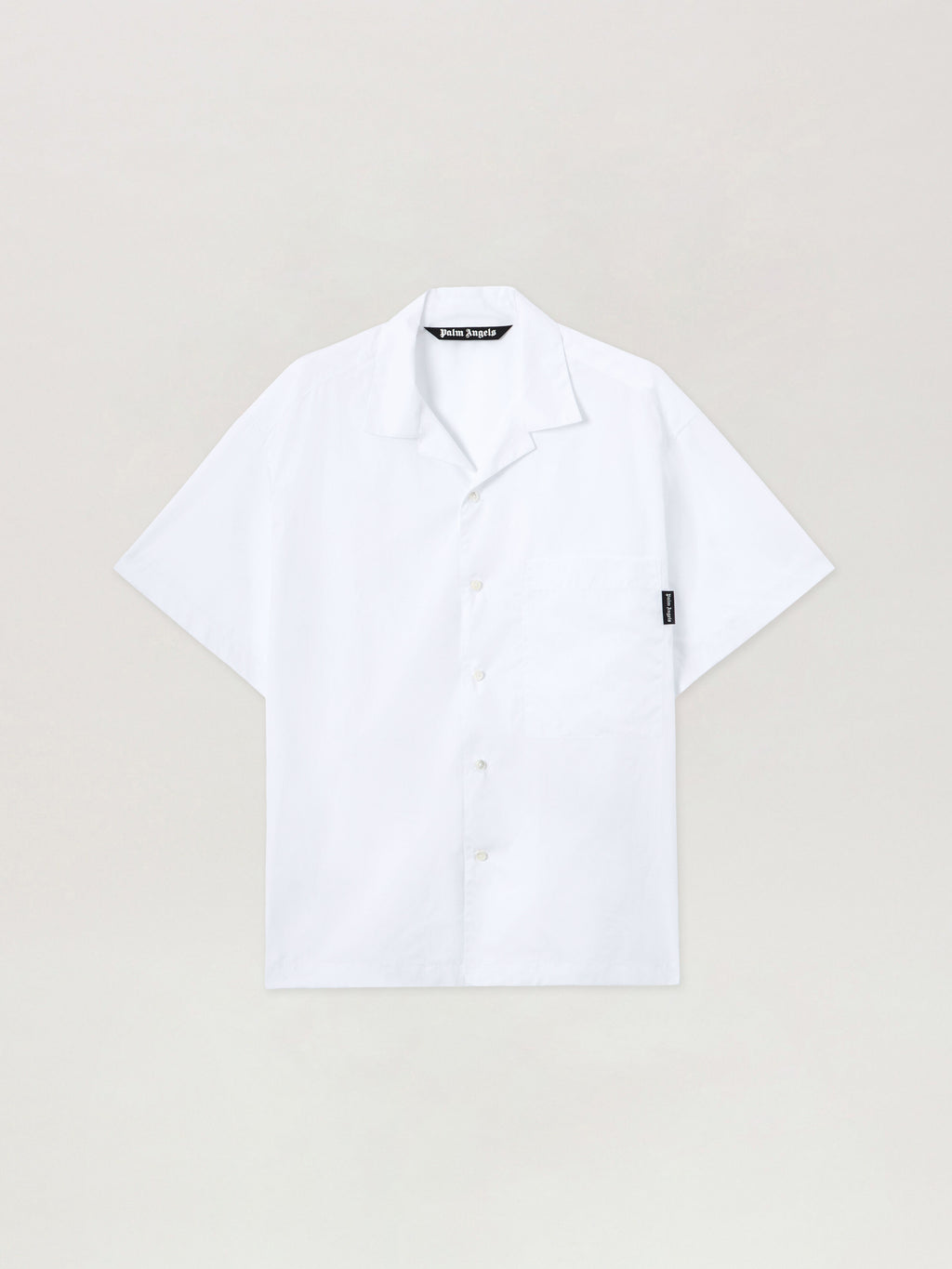 PALM ANGELS Back Curved Logo Bowling Shirt OFF WHITE BLACK PMGG00AS26FAB001
