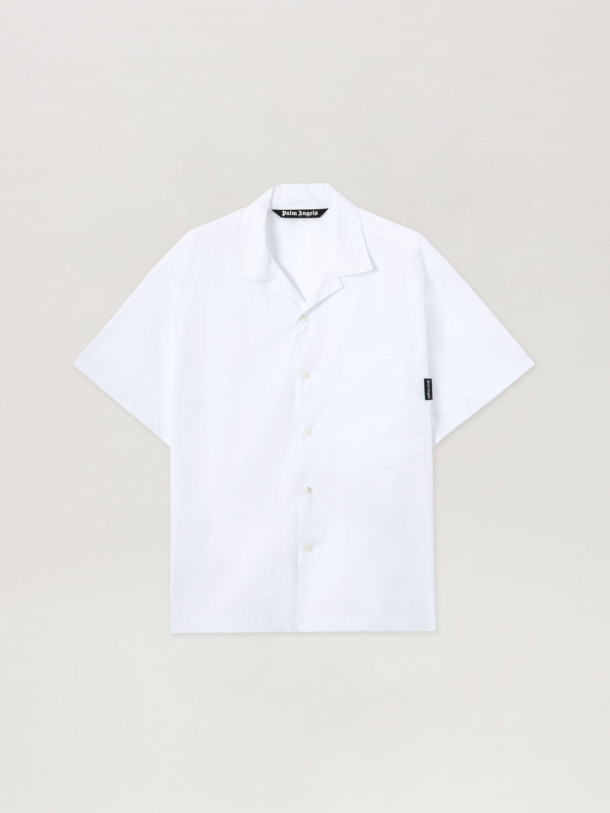 PALM ANGELS Back Curved Logo Bowling Shirt OFF WHITE BLACK PMGG00AS26FAB001