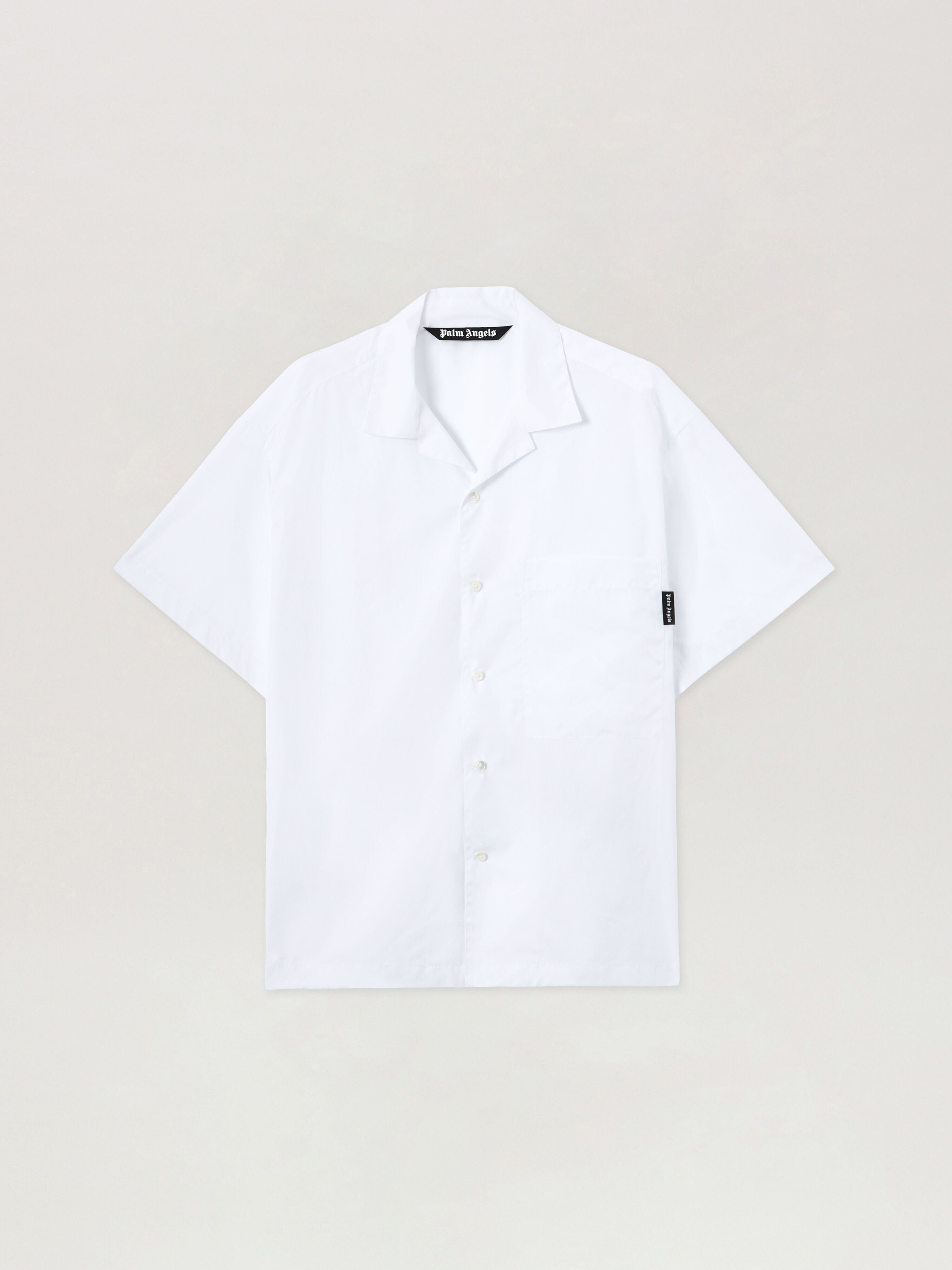 PALM ANGELS Back Curved Logo Bowling Shirt OFF WHITE BLACK PMGG00AS26FAB001