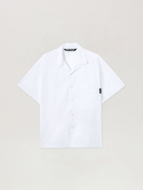 PALM ANGELS Back Curved Logo Bowling Shirt OFF WHITE BLACK PMGG00AS26FAB001