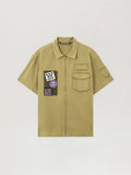 PALM ANGELS Military Patch Zipped Shirt ARMY GREEN - MULTICOLOR PMGG00BF25FAB001