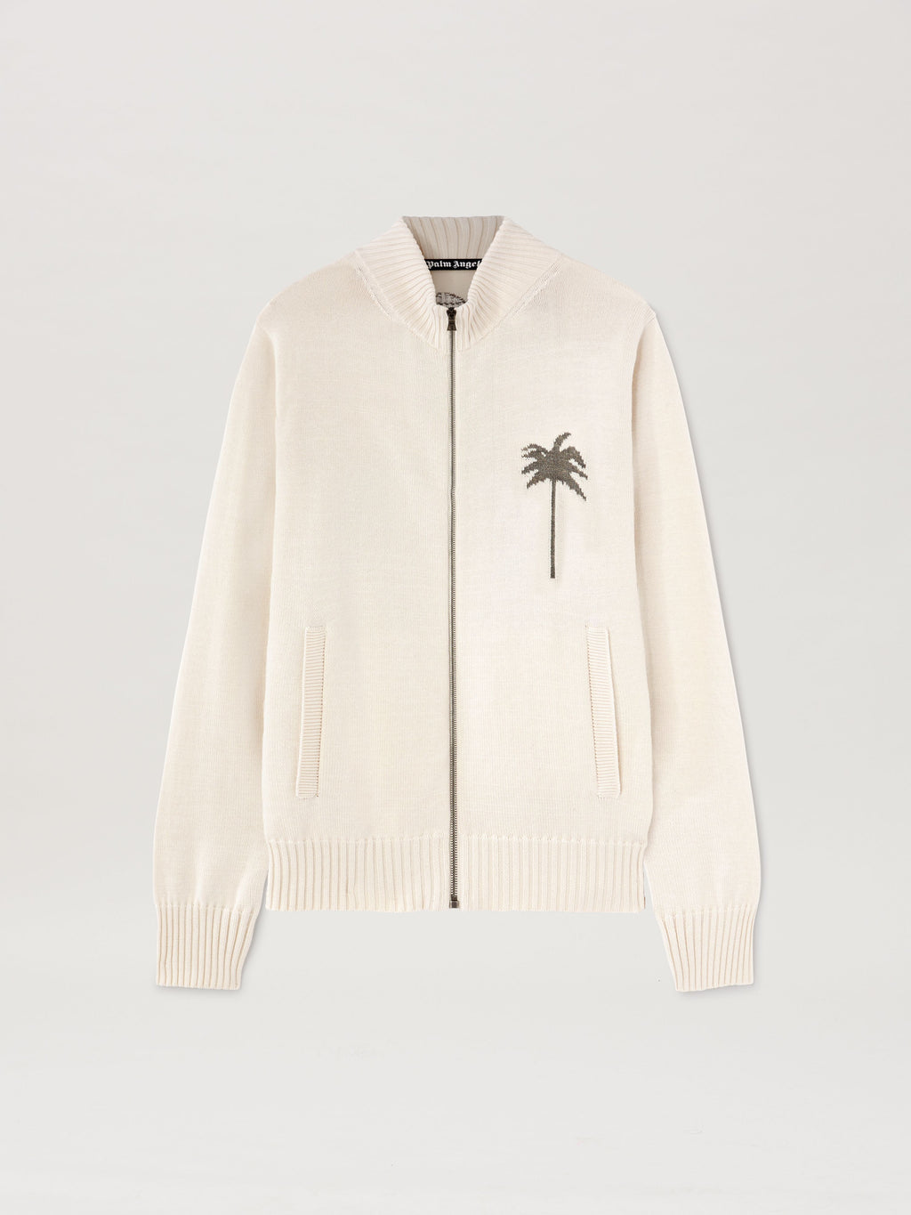 PALM ANGELS  PALMS KNIT TRACK TOP OFF WHITE - GREY ME OFF WHITE - GREY MELANGE PMHA061S25KNI001