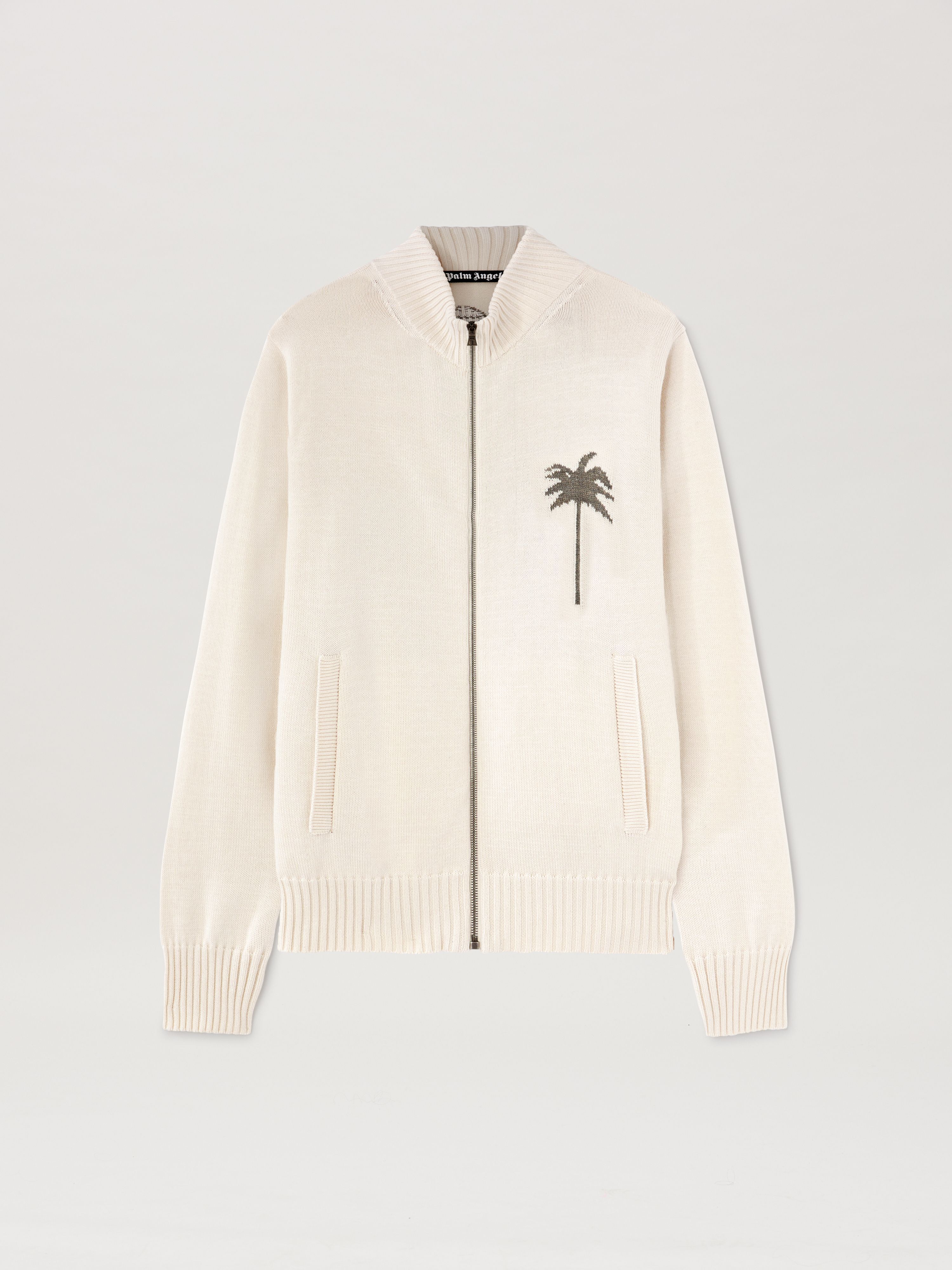 PALM ANGELS  PALMS KNIT TRACK TOP OFF WHITE - GREY ME OFF WHITE - GREY MELANGE PMHA061S25KNI001