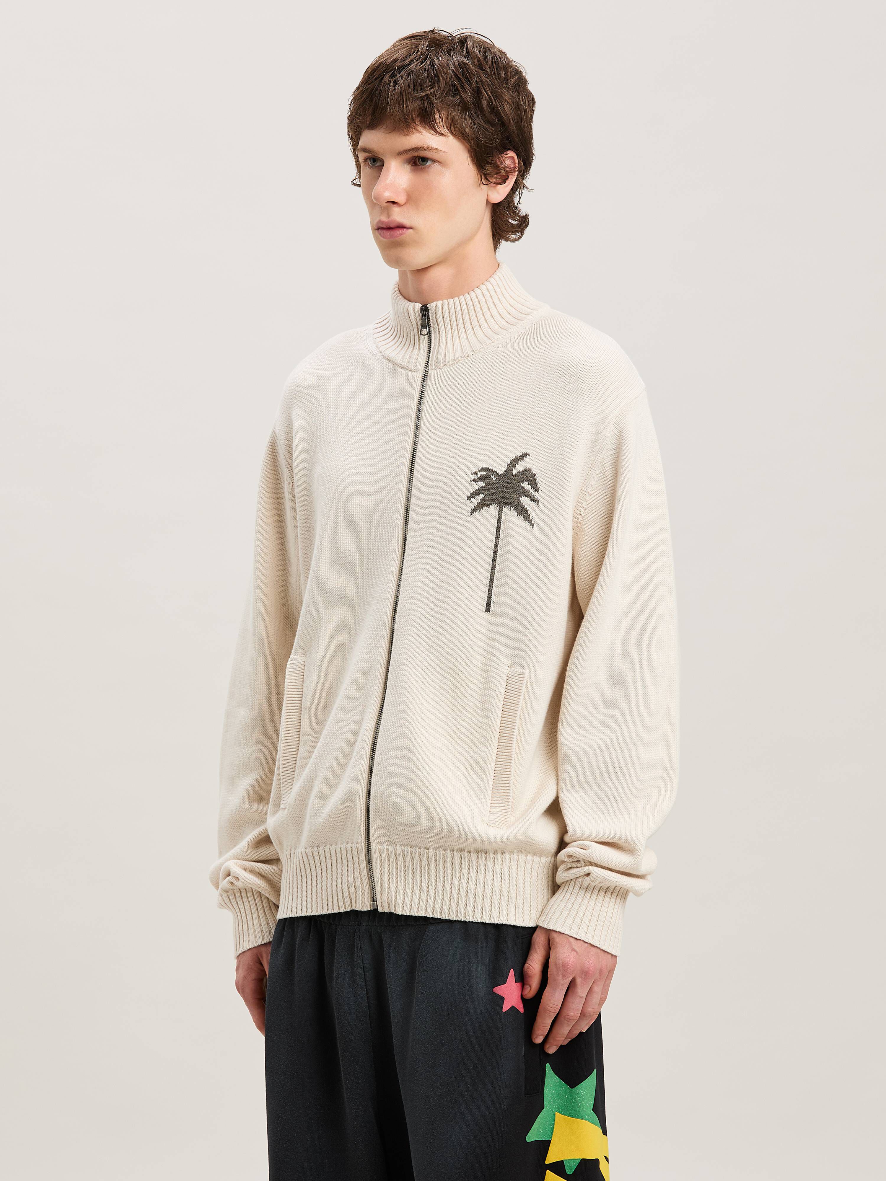 PALM ANGELS  PALMS KNIT TRACK TOP OFF WHITE - GREY ME OFF WHITE - GREY MELANGE PMHA061S25KNI001