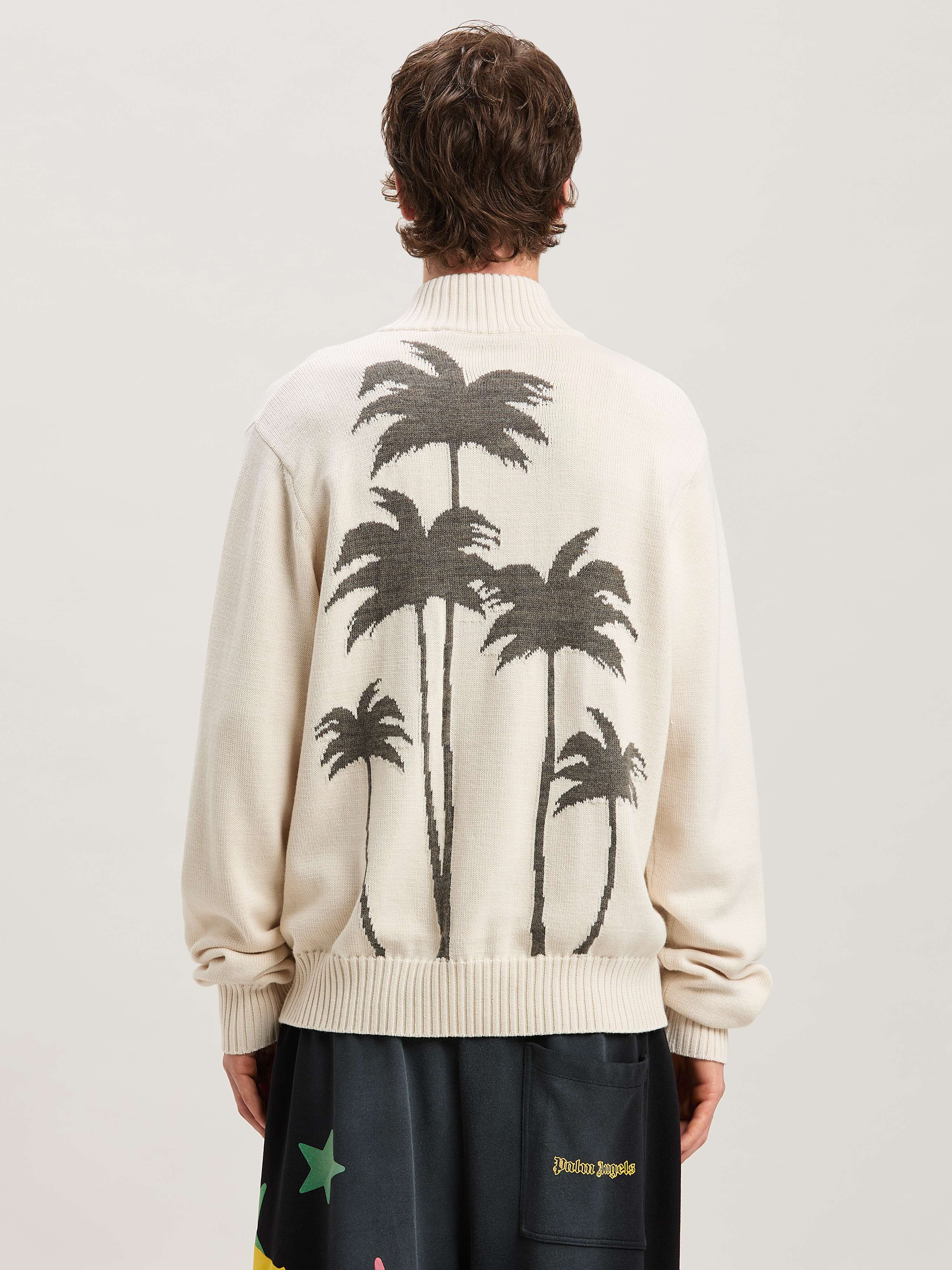 PALM ANGELS  PALMS KNIT TRACK TOP OFF WHITE - GREY ME OFF WHITE - GREY MELANGE PMHA061S25KNI001