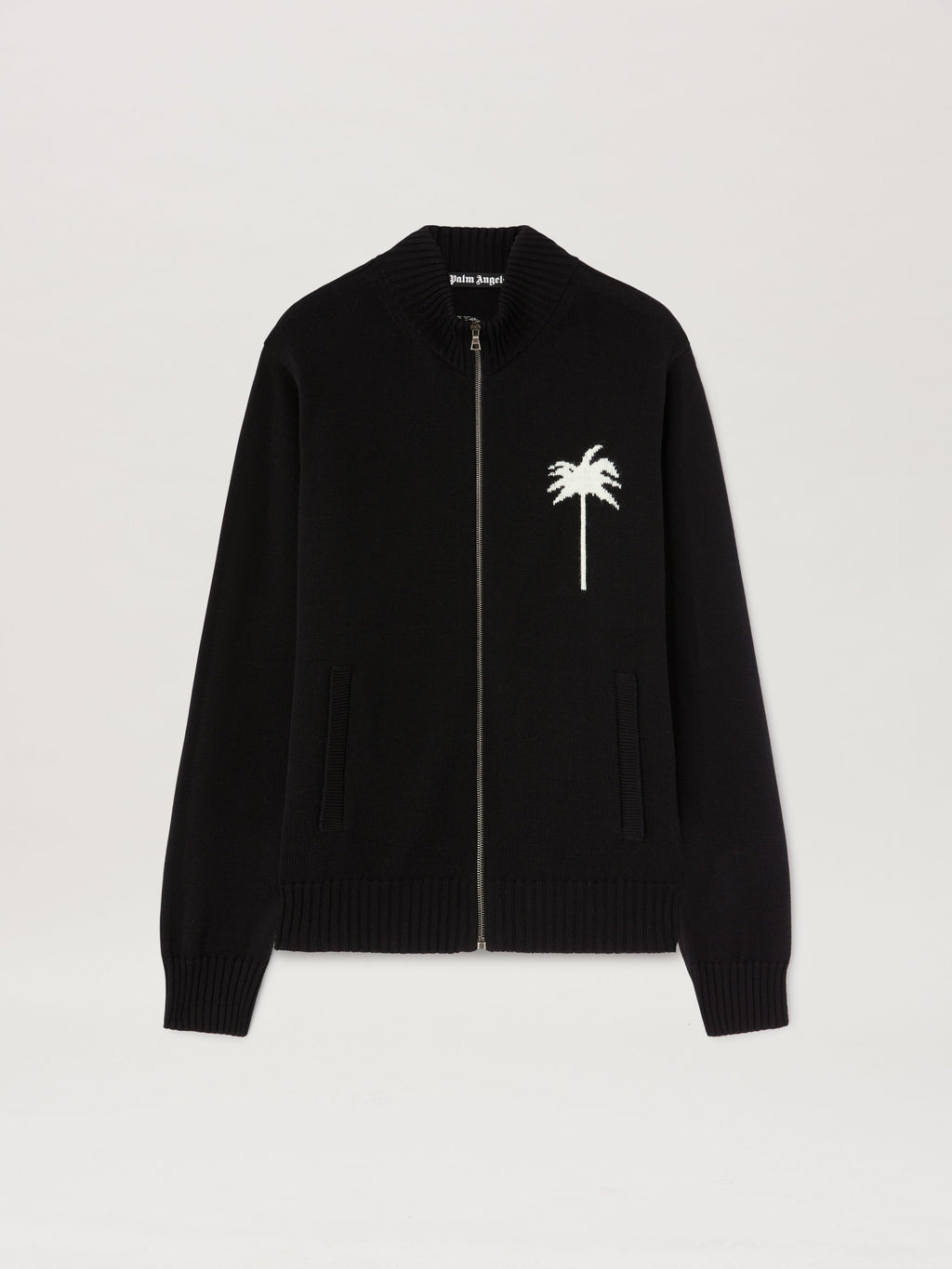 PALM ANGELS  PALMS KNIT TRACK TOP BLACK - OFF WHITE PMHA061S25KNI001