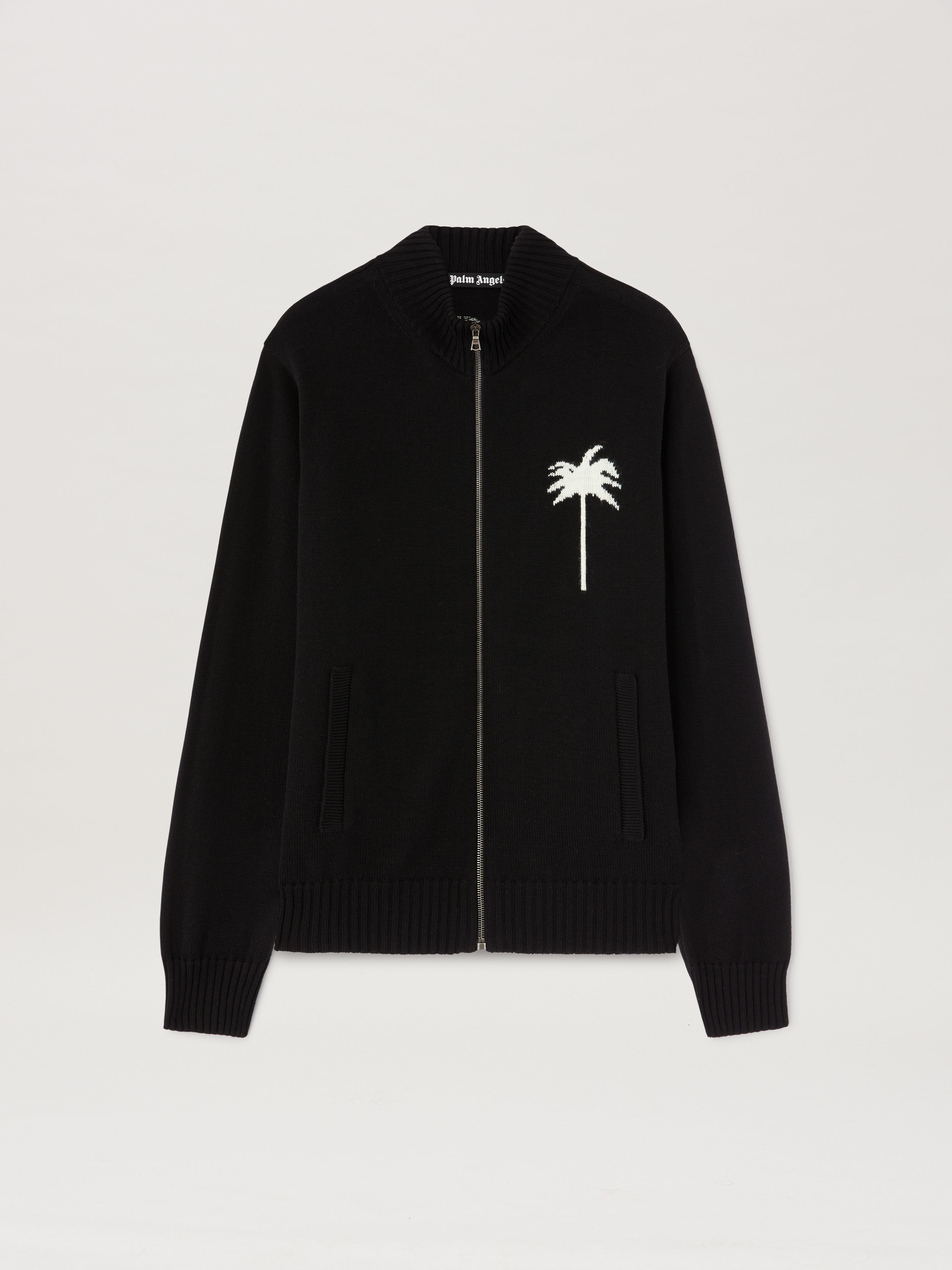PALM ANGELS  PALMS KNIT TRACK TOP BLACK - OFF WHITE PMHA061S25KNI001