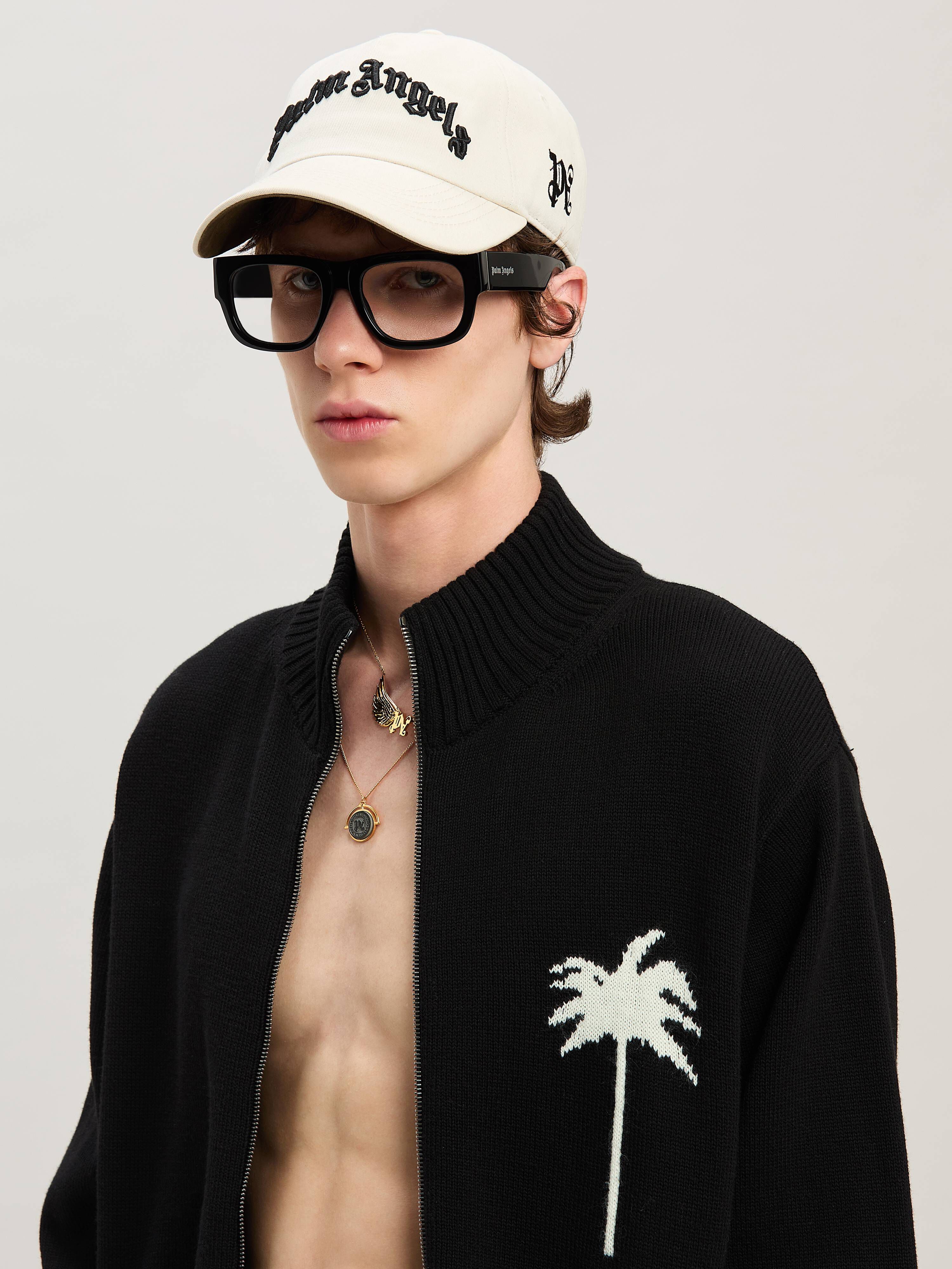 PALM ANGELS  PALMS KNIT TRACK TOP BLACK - OFF WHITE PMHA061S25KNI001