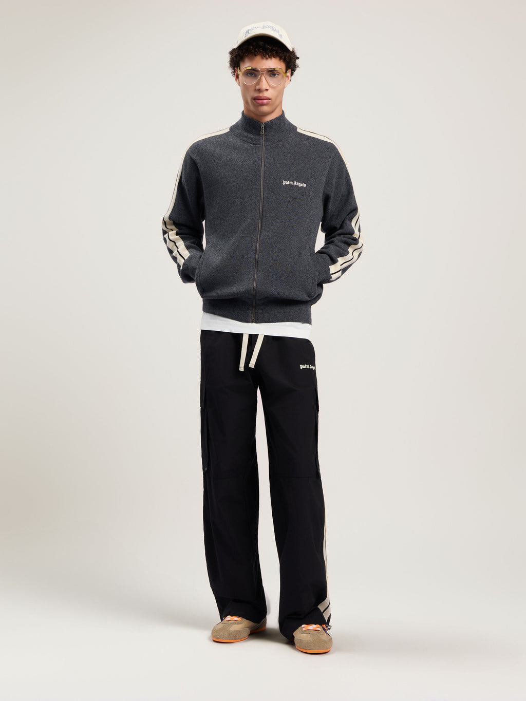 PALM ANGELS  DARK GREY - OFF WHITE PMHA063F25KNI001