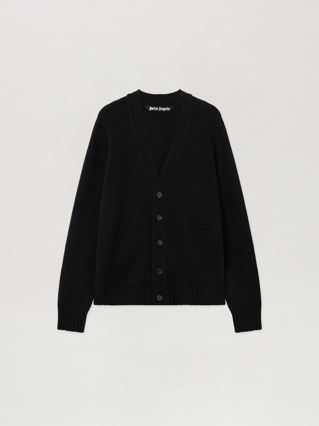 PALM ANGELS Curved Logo Cardigan BLACK - RED PMHB035F25KNI001