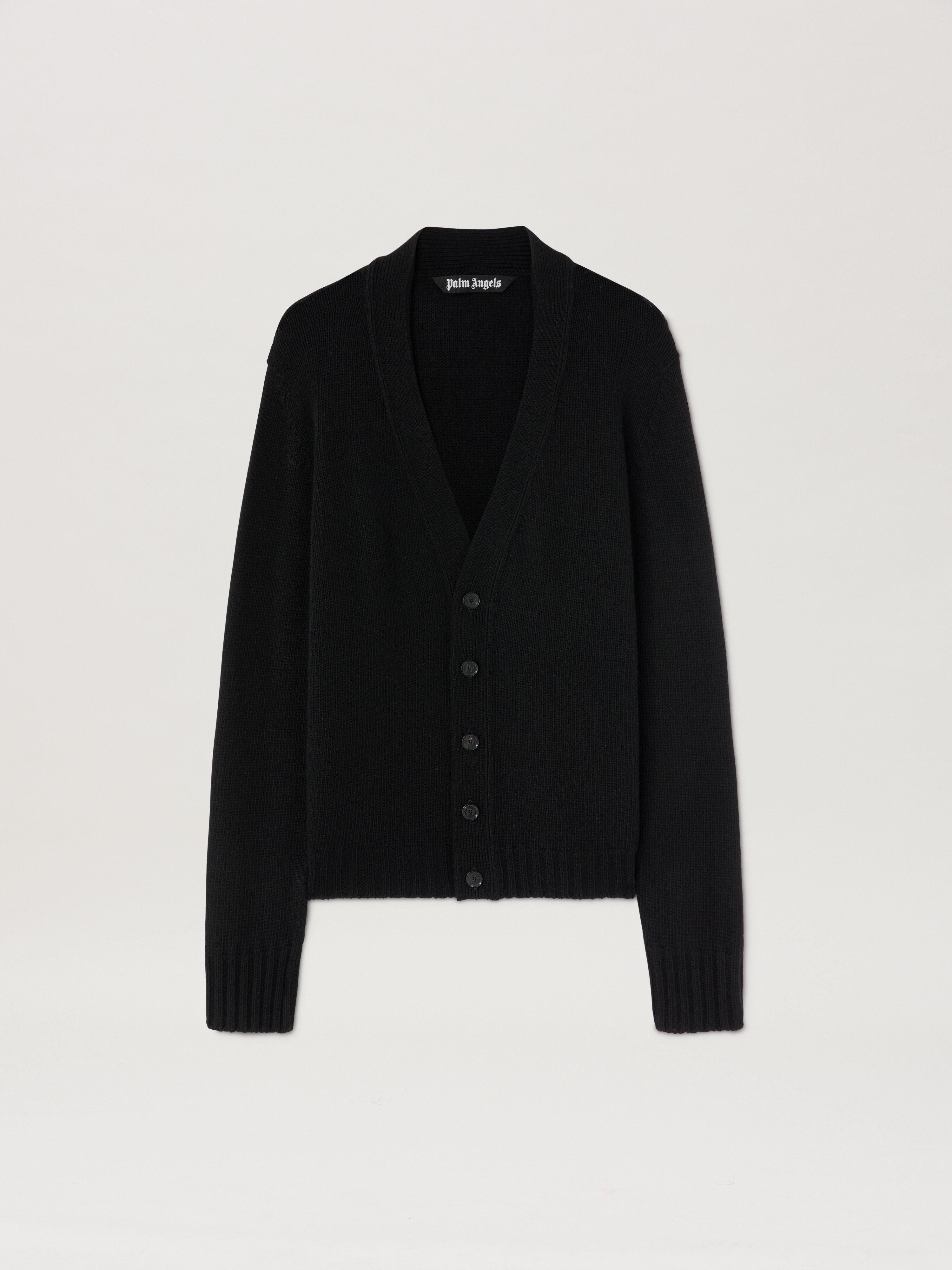 PALM ANGELS  CURVED LOGO CARDIGAN BLACK - GREY MELANG BLACK - GREY MELANGE PMHB035S25KNI001
