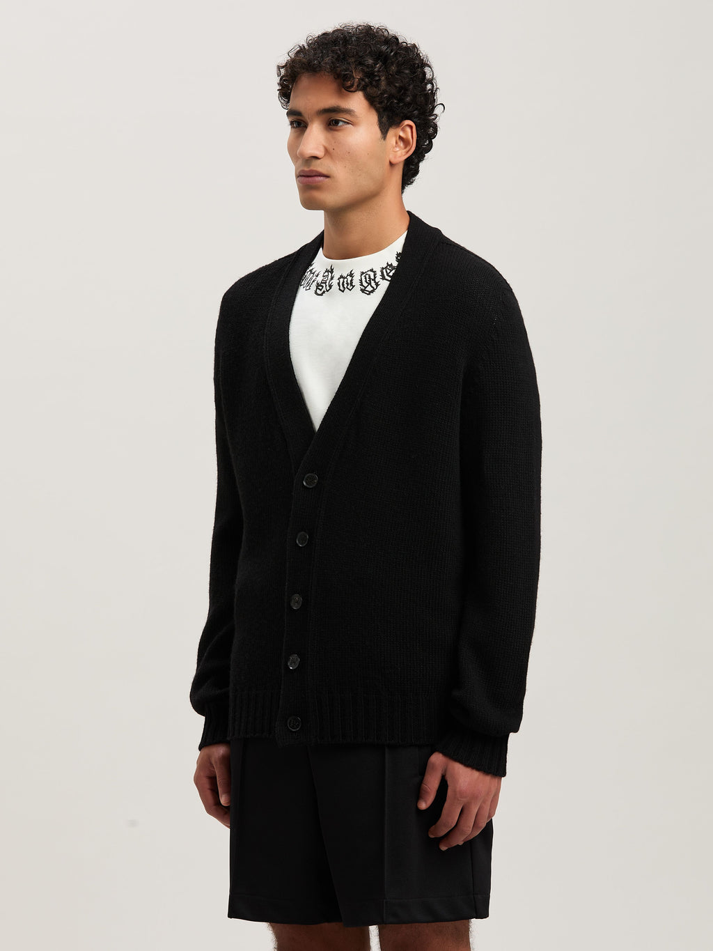 PALM ANGELS  CURVED LOGO CARDIGAN BLACK - GREY MELANG BLACK - GREY MELANGE PMHB035S25KNI001