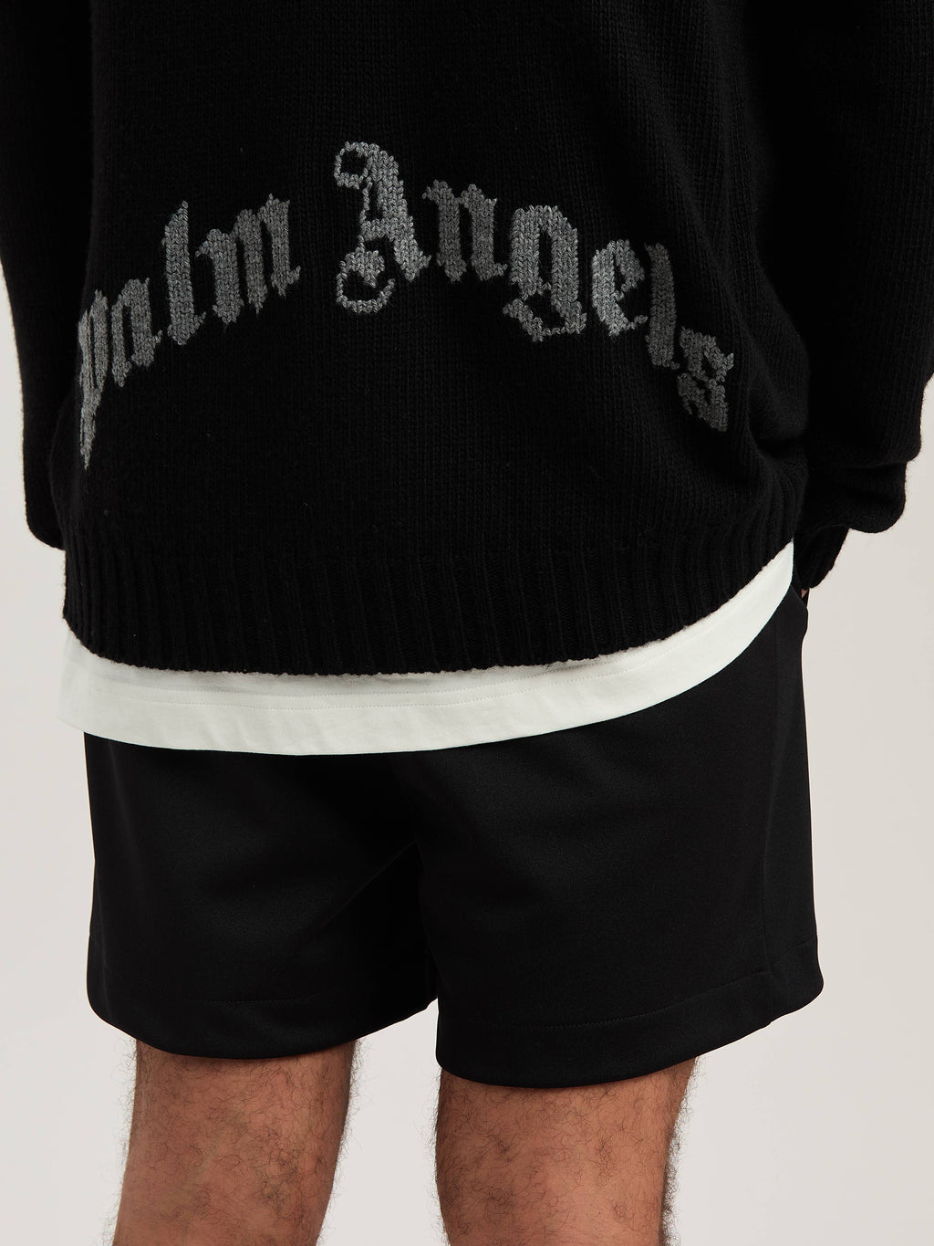 PALM ANGELS  CURVED LOGO CARDIGAN BLACK - GREY MELANG BLACK - GREY MELANGE PMHB035S25KNI001