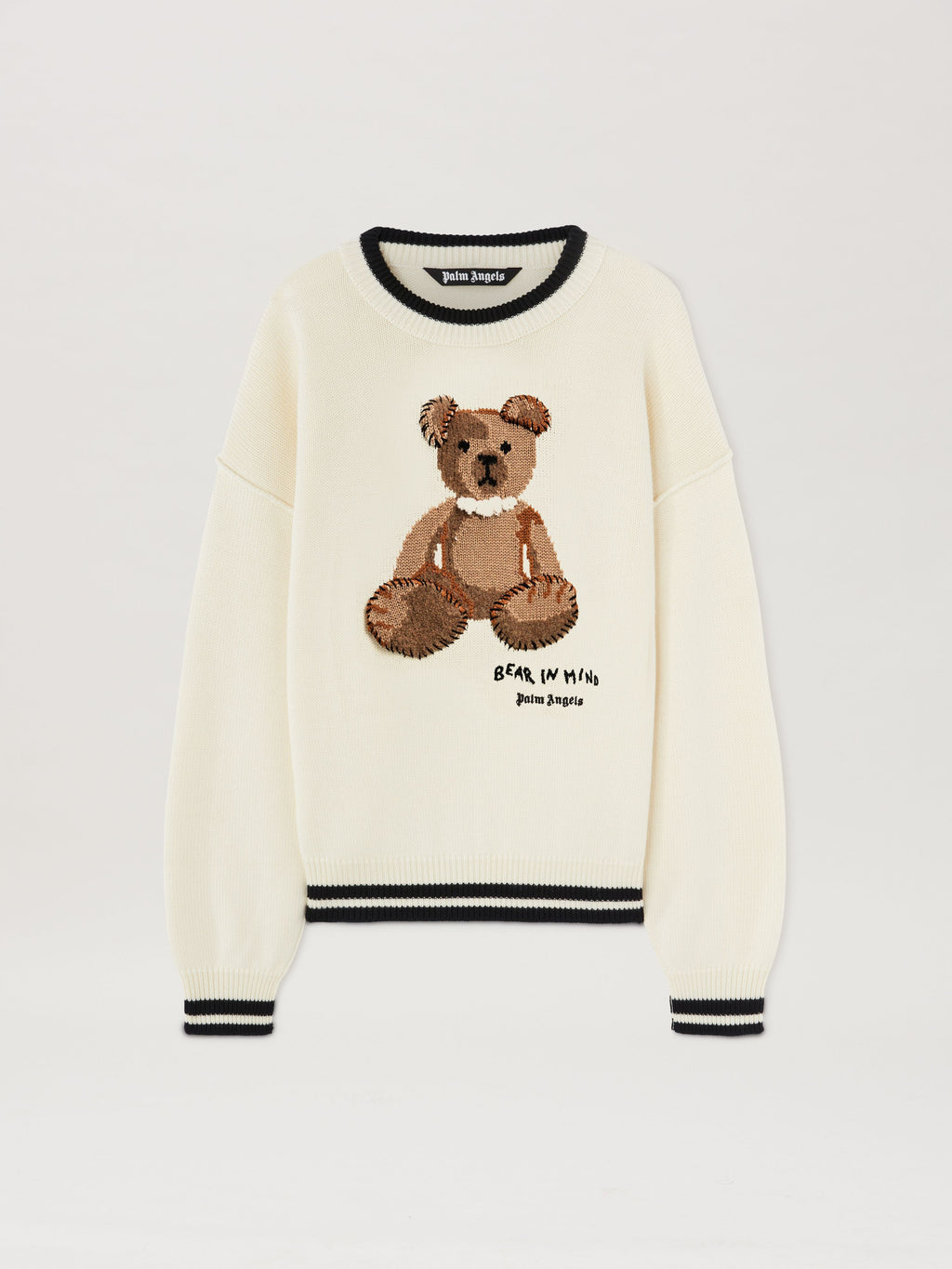 PALM ANGELS  BEAR IN MIND SWEATER OFF WHITE - BROWN PMHE007S25KNI001