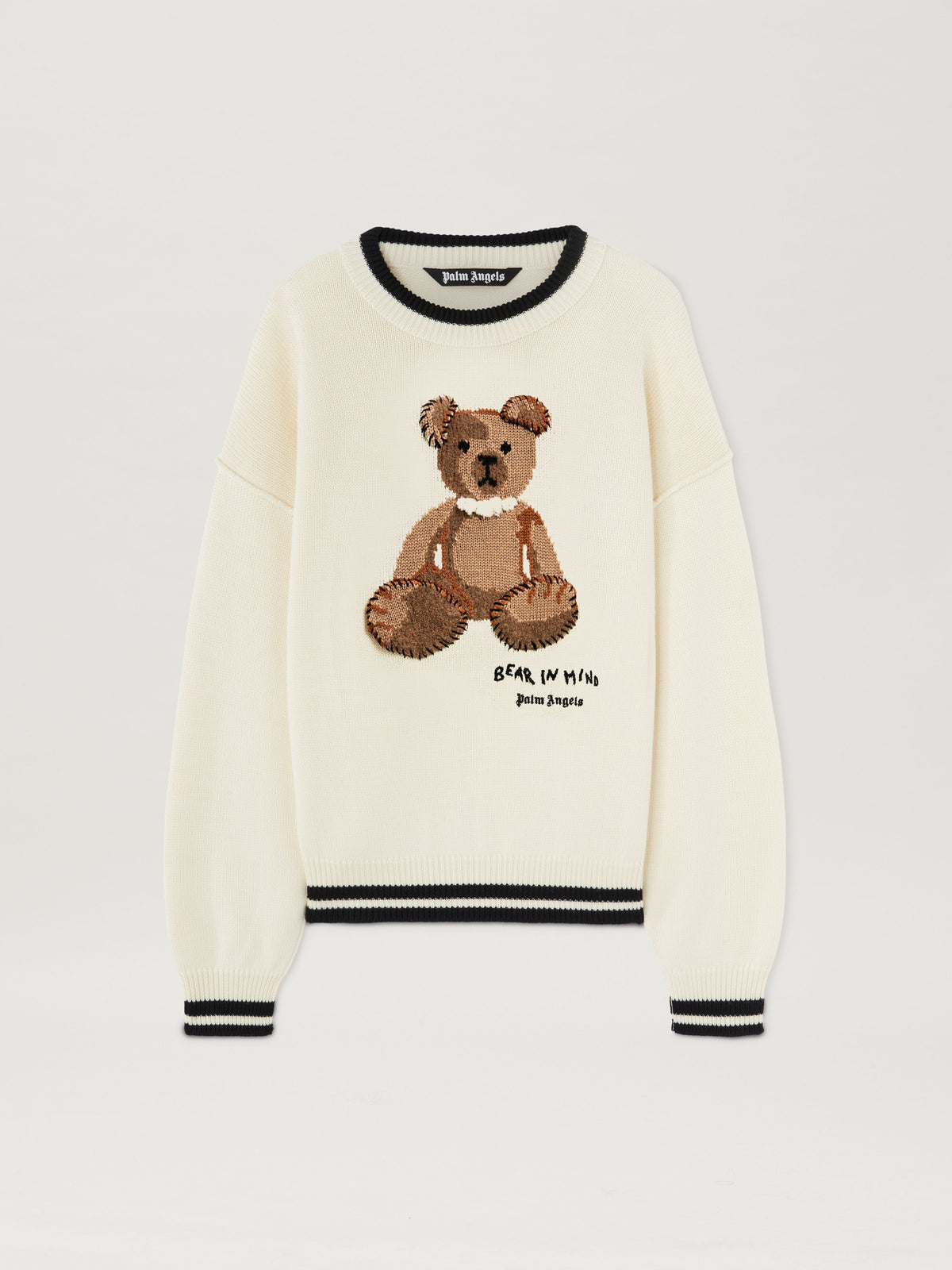 PALM ANGELS  BEAR IN MIND SWEATER OFF WHITE - BROWN PMHE007S25KNI001