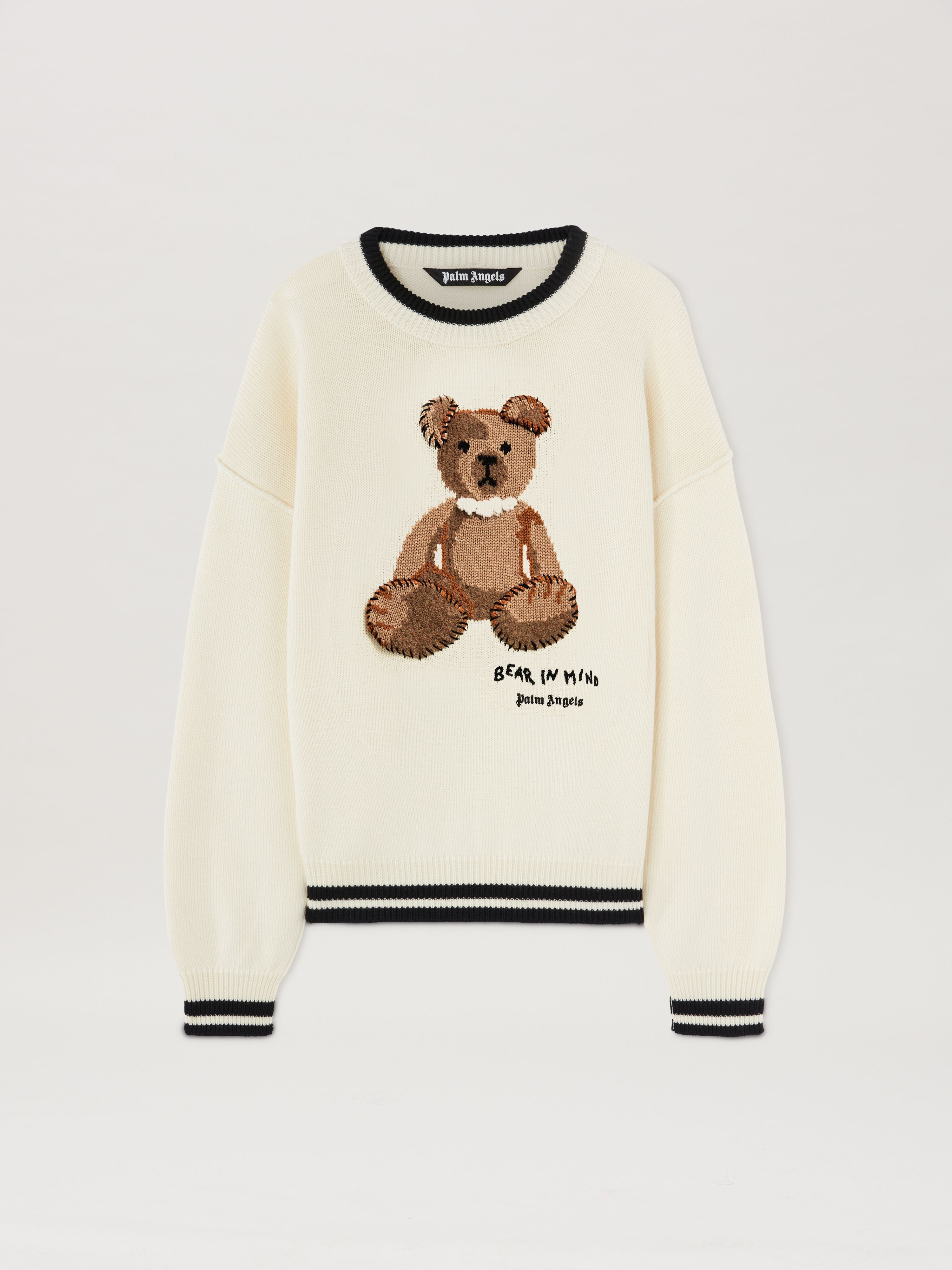 PALM ANGELS  BEAR IN MIND SWEATER OFF WHITE - BROWN PMHE007S25KNI001