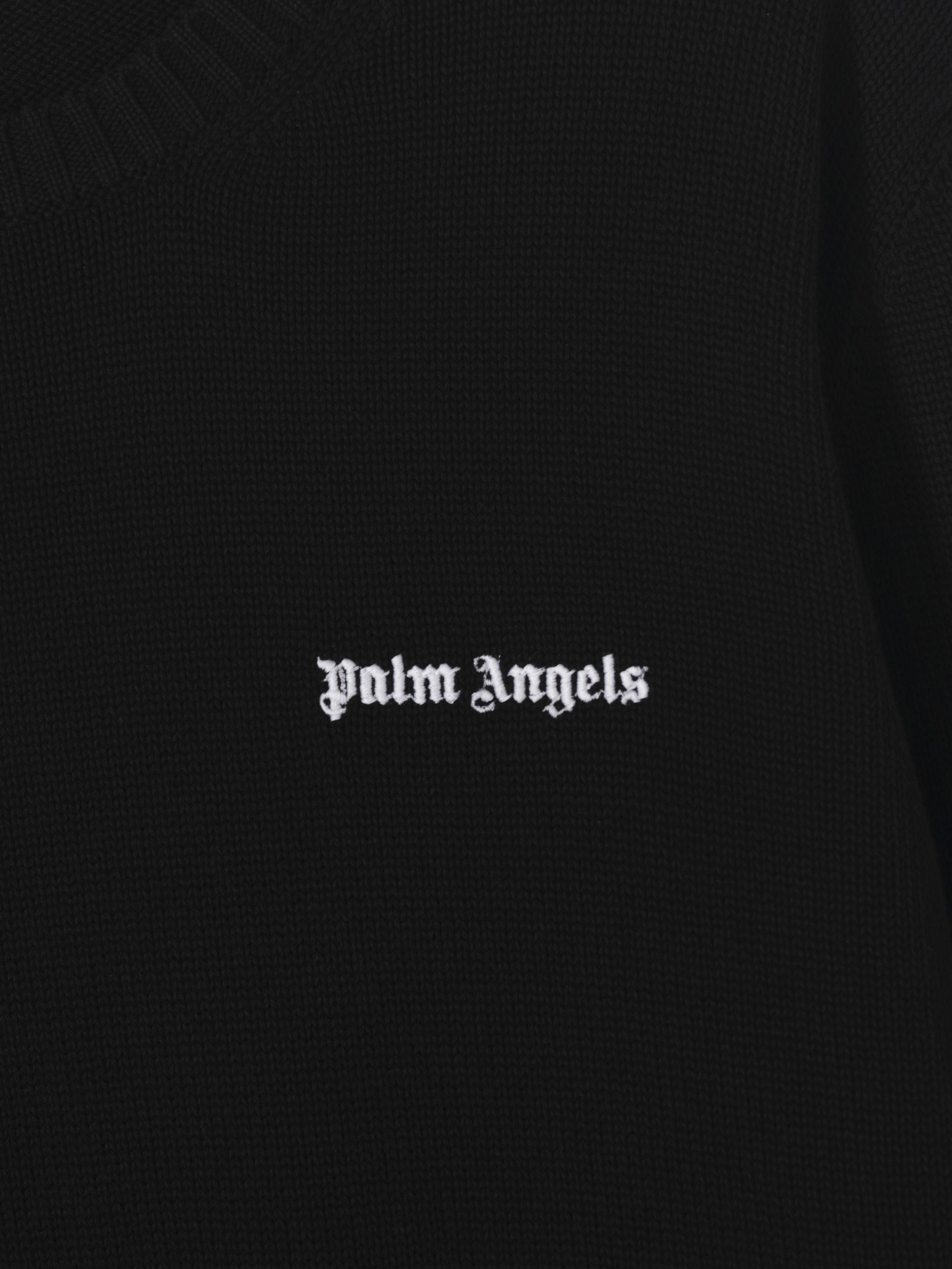 PALM ANGELS  CLASSIC LOGO EMB SWEATER BLACK - OFF WHI BLACK - OFF WHITE PMHE027C99KNI002