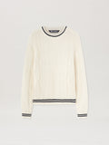 PALM ANGELS  CURVED LOGO CABLE SWEATER OFF WHITE - BL OFF WHITE - BLACK PMHE058S25KNI002