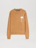 PALM ANGELS  BACK PALMS KNIT SWEATER BEIGE - OFF WHIT BEIGE - OFF WHITE PMHE080S25KNI001
