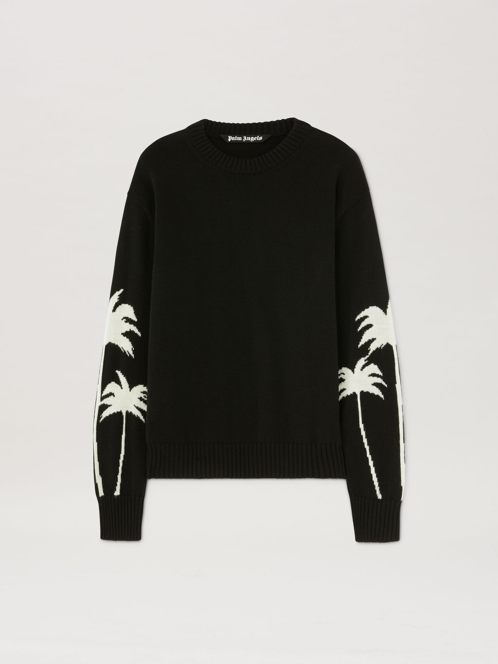 PALM ANGELS  PALMS KNIT SWEATER BLACK - OFF WHITE PMHE081S25KNI001