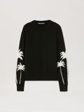 PALM ANGELS  PALMS KNIT SWEATER BLACK - OFF WHITE PMHE081S25KNI001