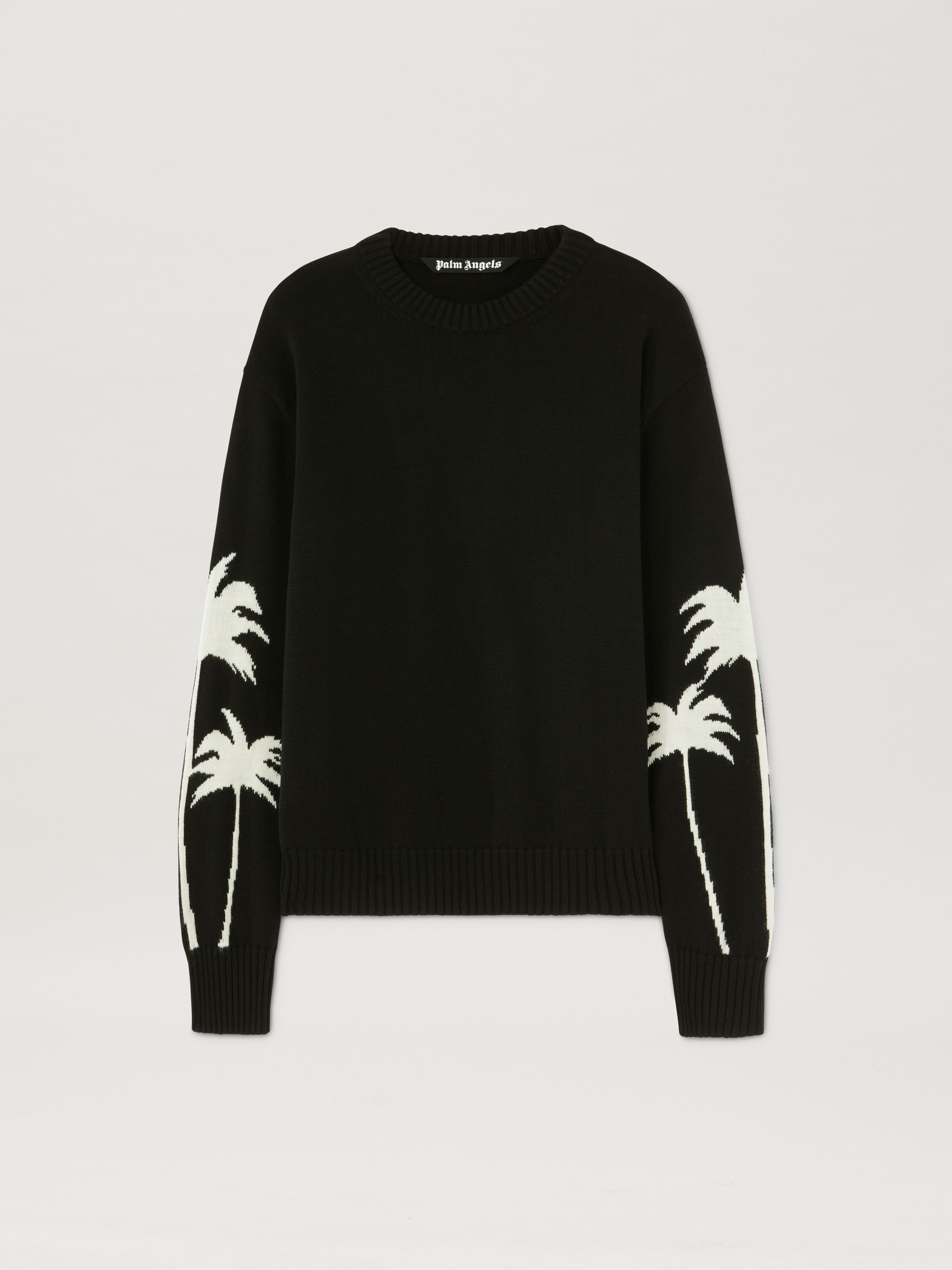 PALM ANGELS  PALMS KNIT SWEATER BLACK - OFF WHITE PMHE081S25KNI001
