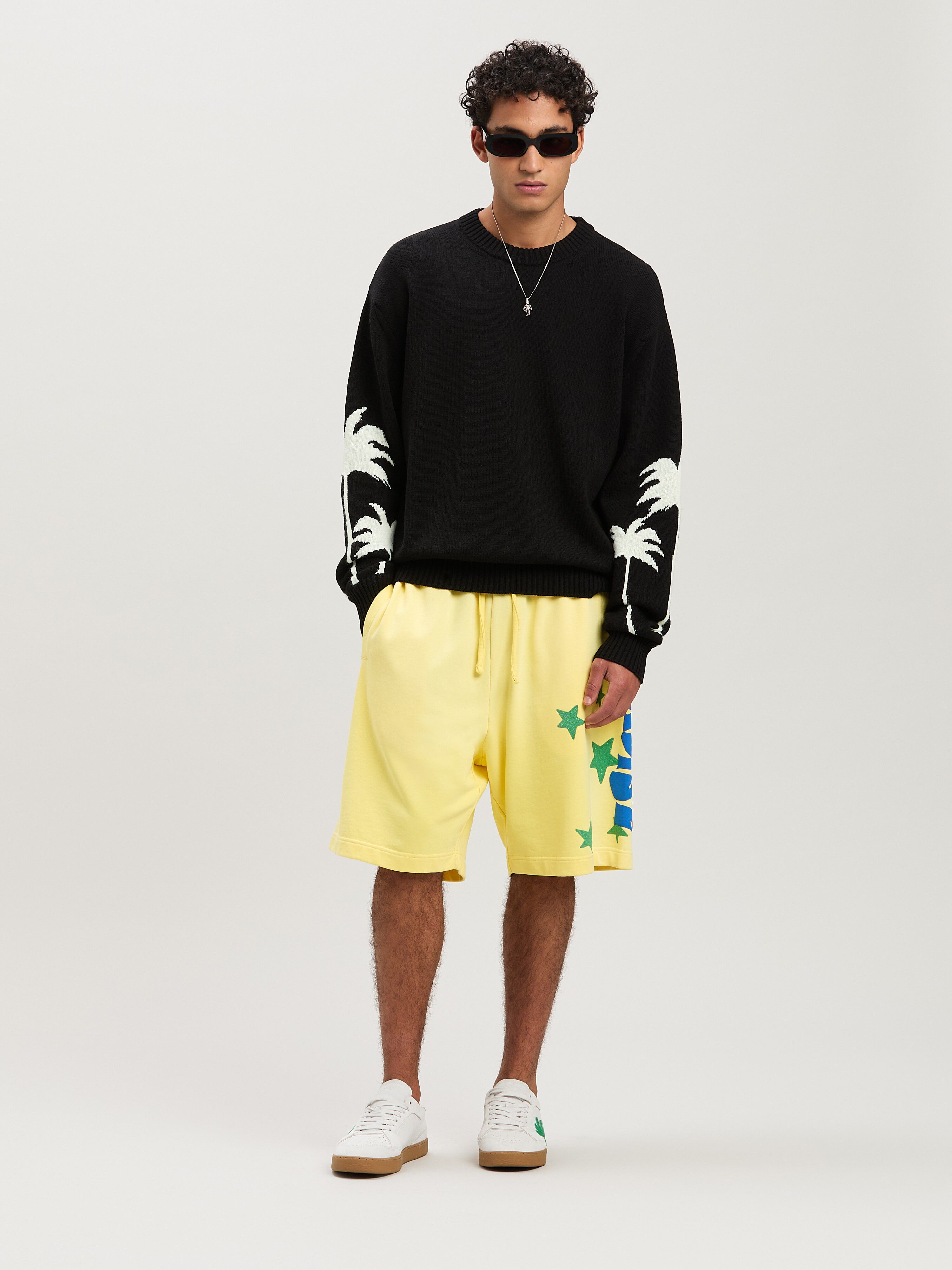 PALM ANGELS  PALMS KNIT SWEATER BLACK - OFF WHITE PMHE081S25KNI001