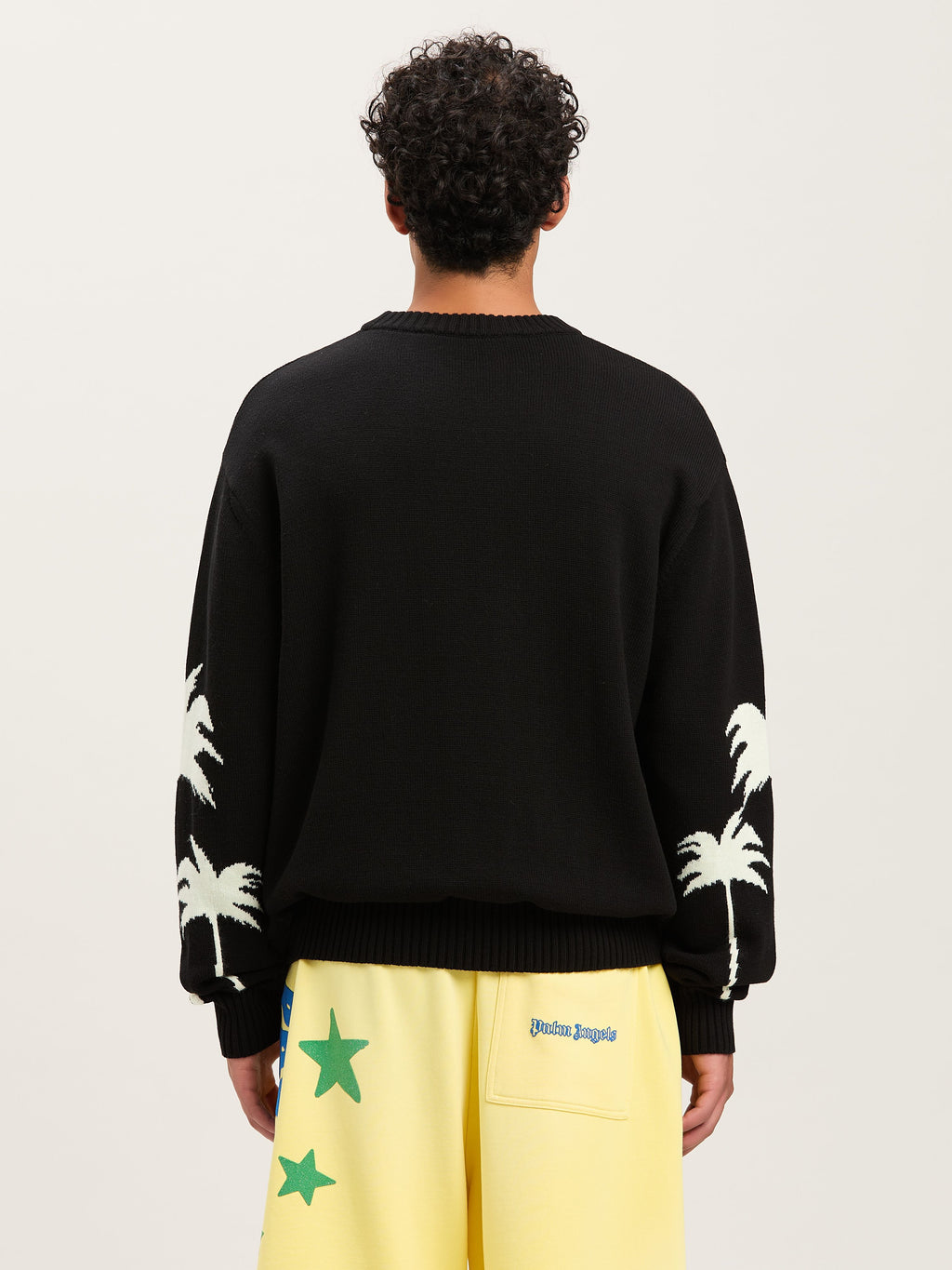 PALM ANGELS  PALMS KNIT SWEATER BLACK - OFF WHITE PMHE081S25KNI001