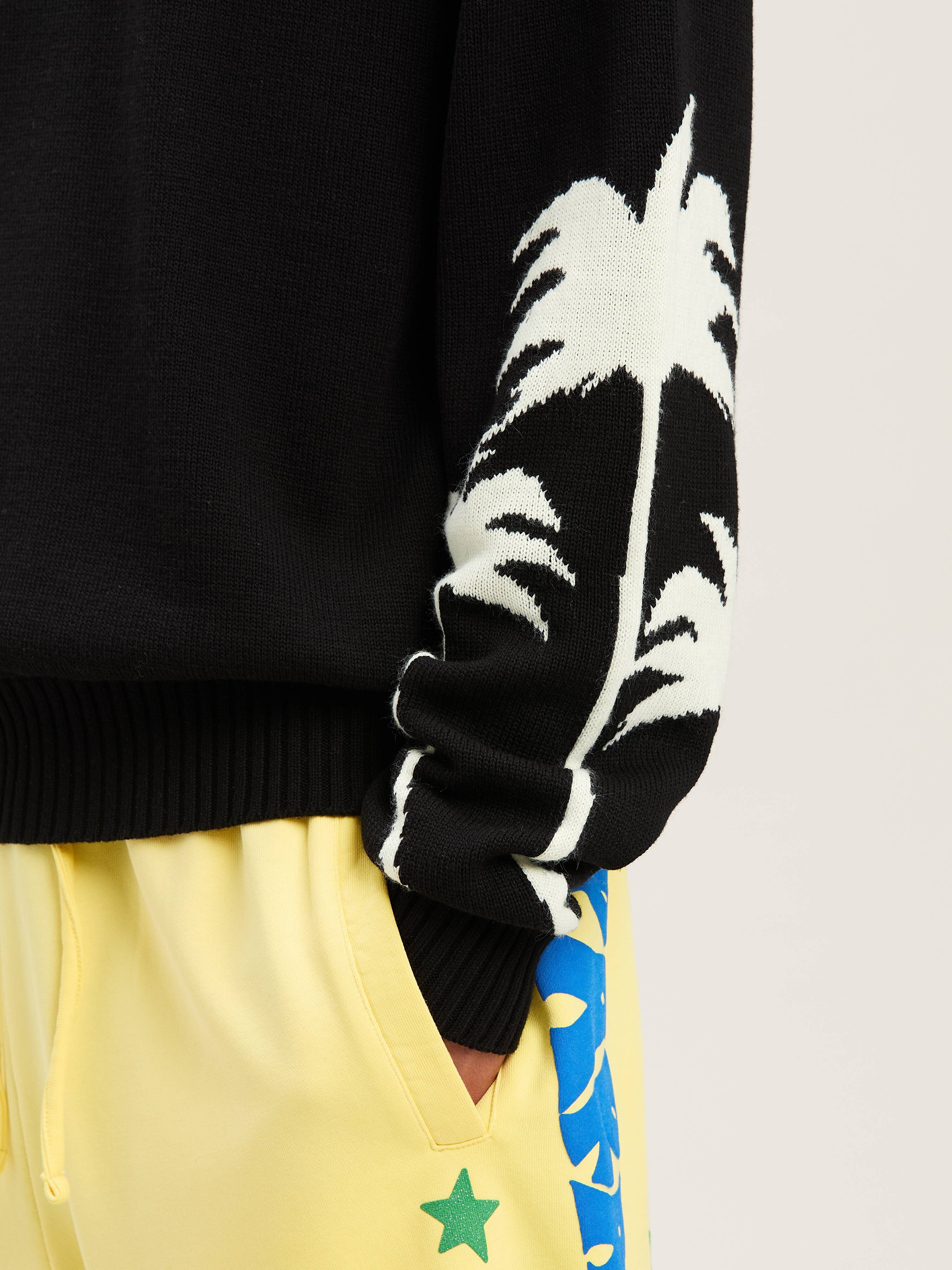 PALM ANGELS  PALMS KNIT SWEATER BLACK - OFF WHITE PMHE081S25KNI001