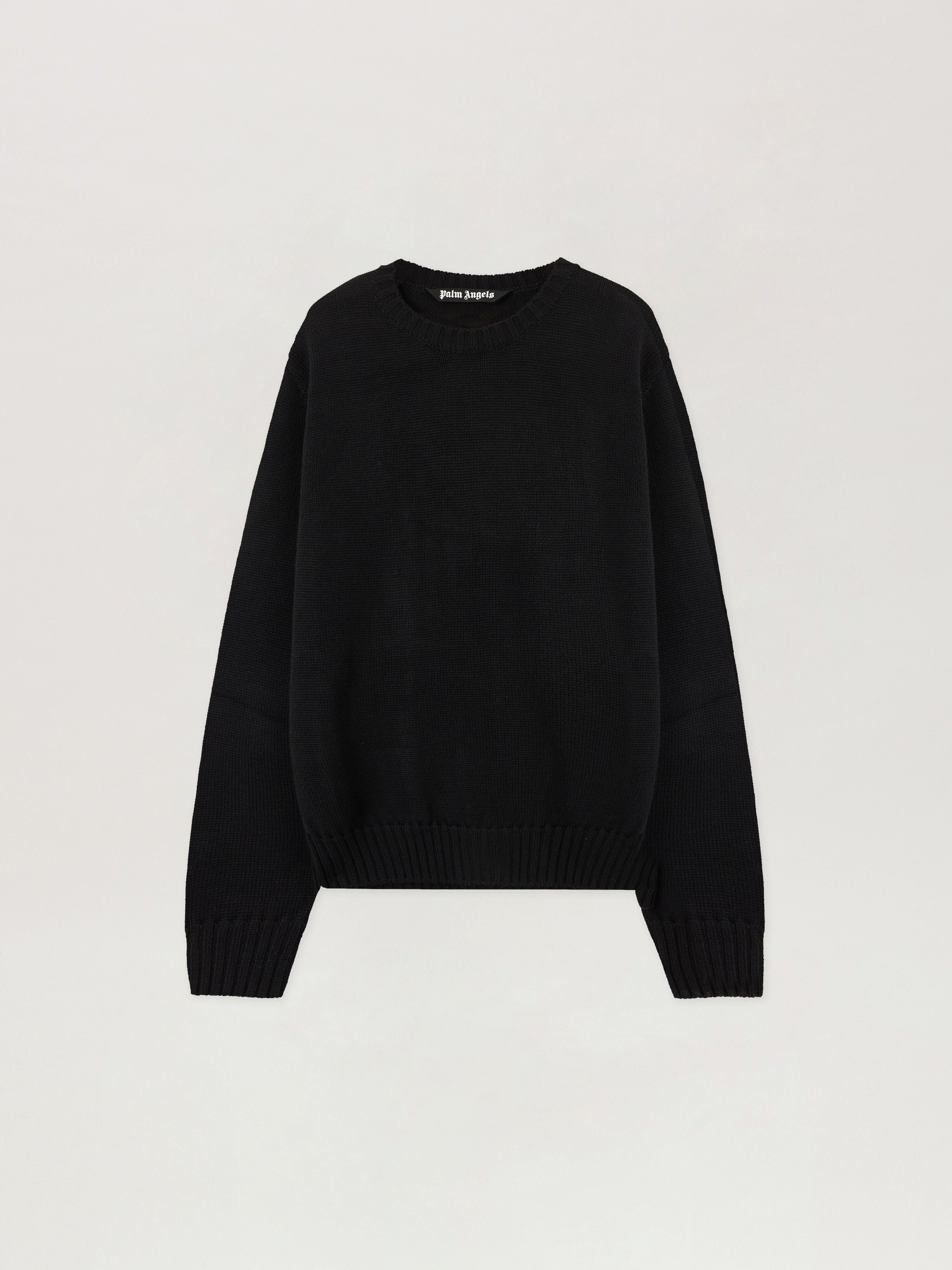 PALM ANGELS Back Curved Logo Sweater BLACK OFF WHITE PMHE08BS26KNI002