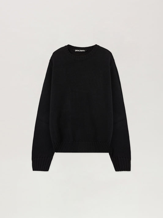 PALM ANGELS Back Curved Logo Sweater BLACK OFF WHITE PMHE08BS26KNI002