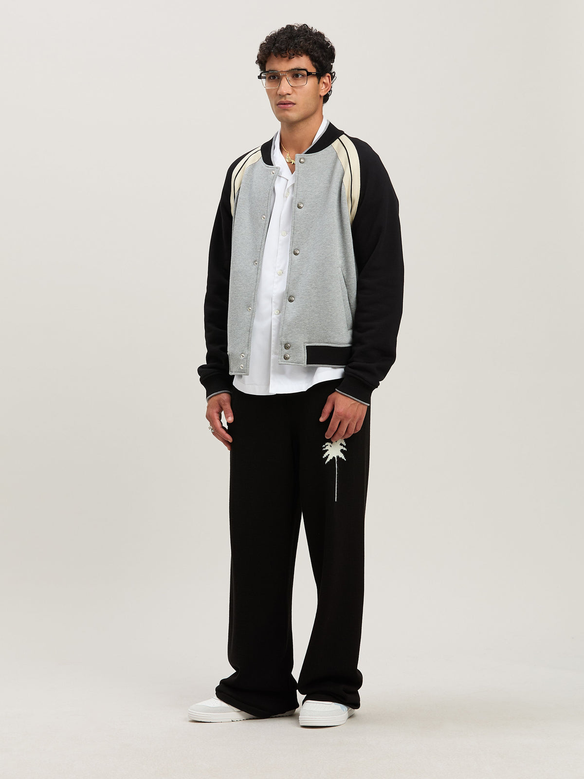 PALM ANGELS  PALMS KNIT PANTS BLACK - OFF WHITE PMHG021S25KNI001