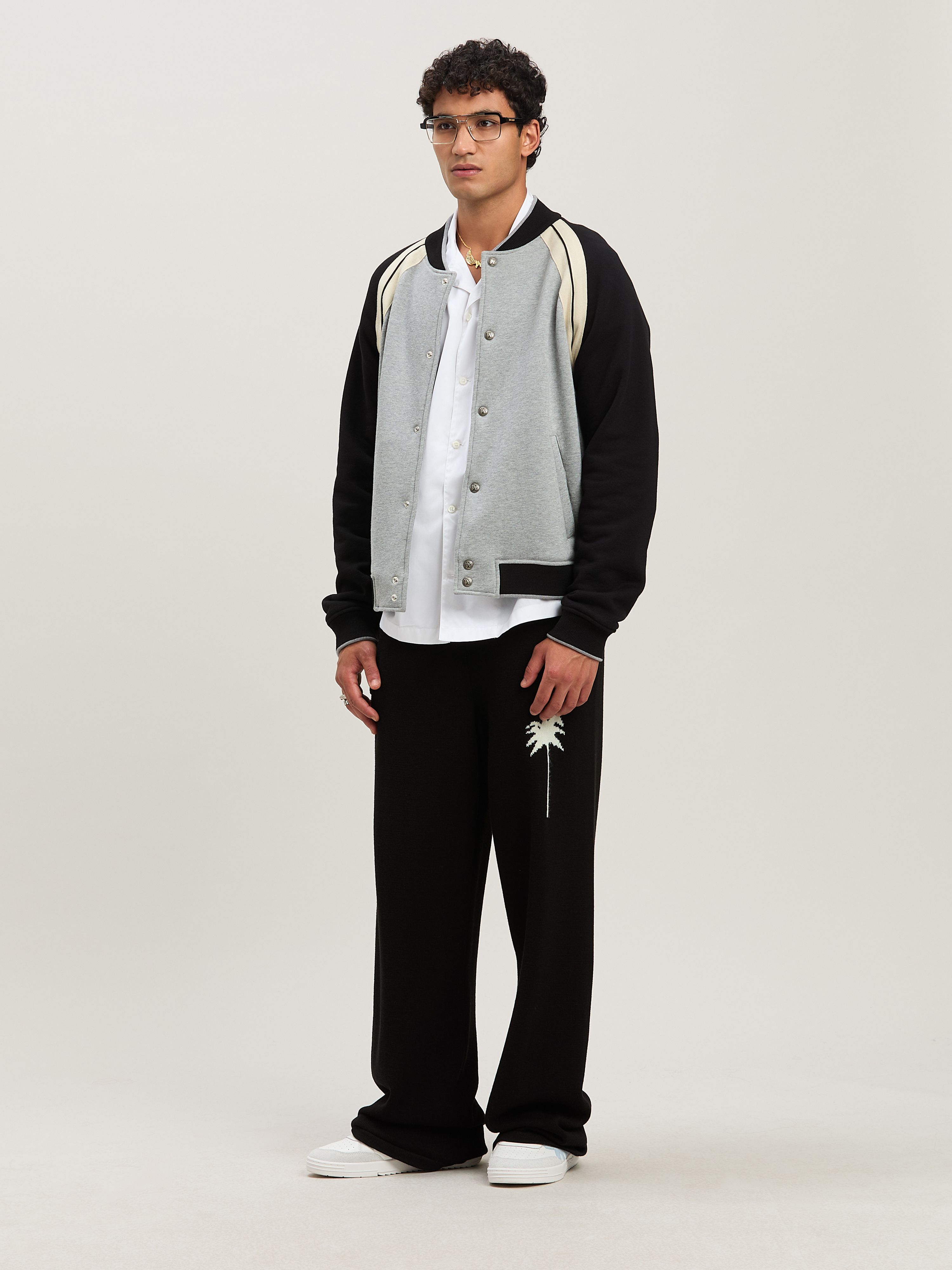 PALM ANGELS  PALMS KNIT PANTS BLACK - OFF WHITE PMHG021S25KNI001