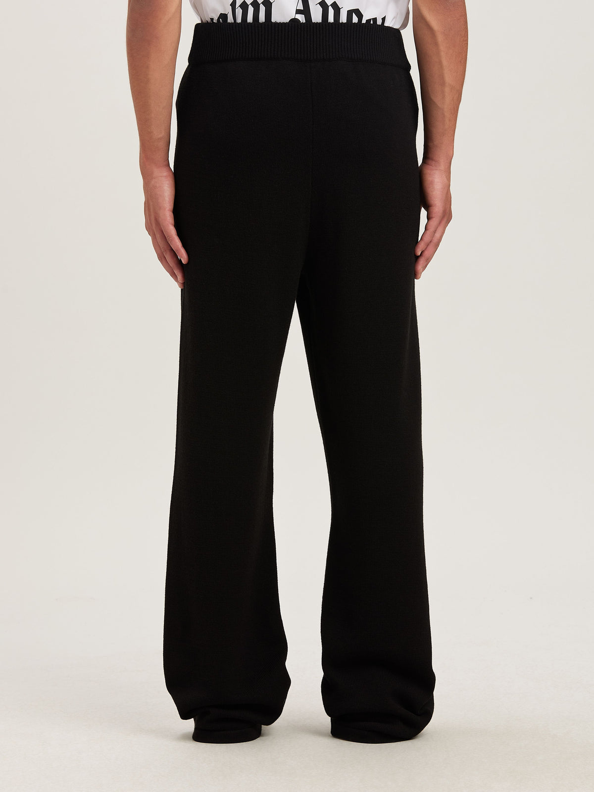 PALM ANGELS  PALMS KNIT PANTS BLACK - OFF WHITE PMHG021S25KNI001