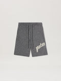 PALM ANGELS  CURVED LOGO KNIT SHORTS GREY MELANGE - O GREY MELANGE - OFF WHITE PMHM011S25KNI001