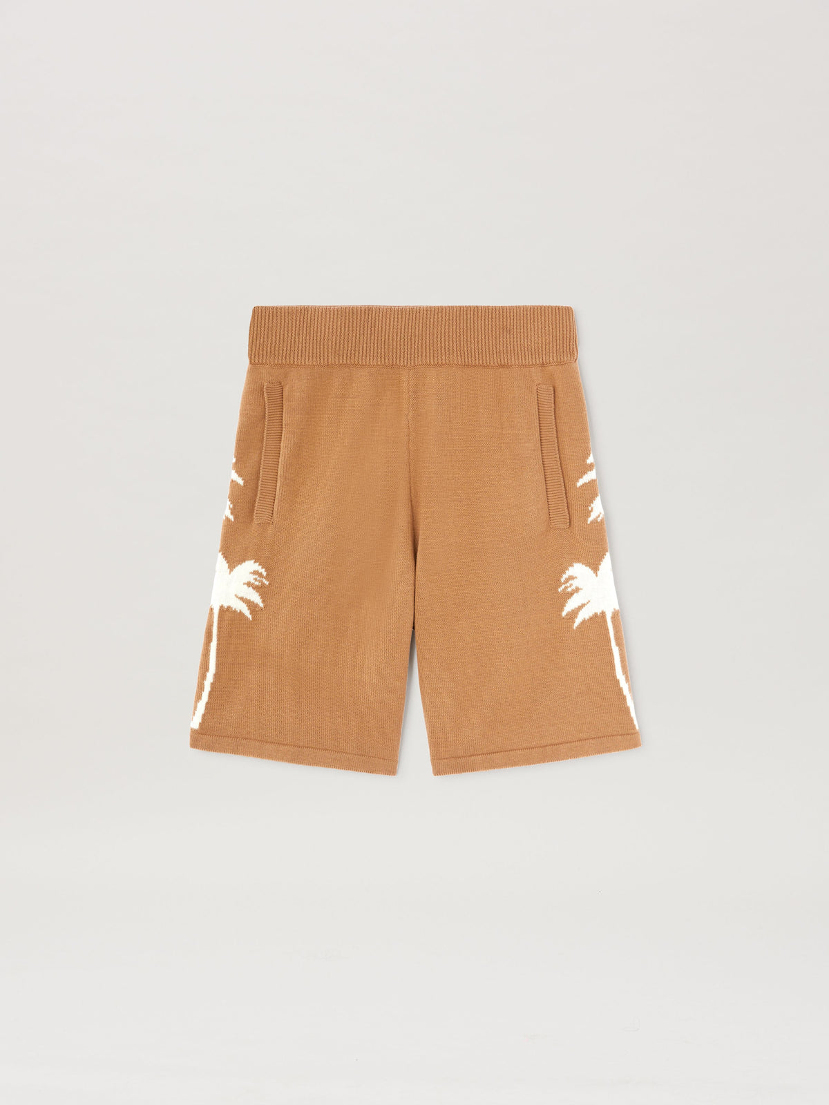 PALM ANGELS  PALMS KNIT SHORTS BEIGE - OFF WHITE PMHM012S25KNI002