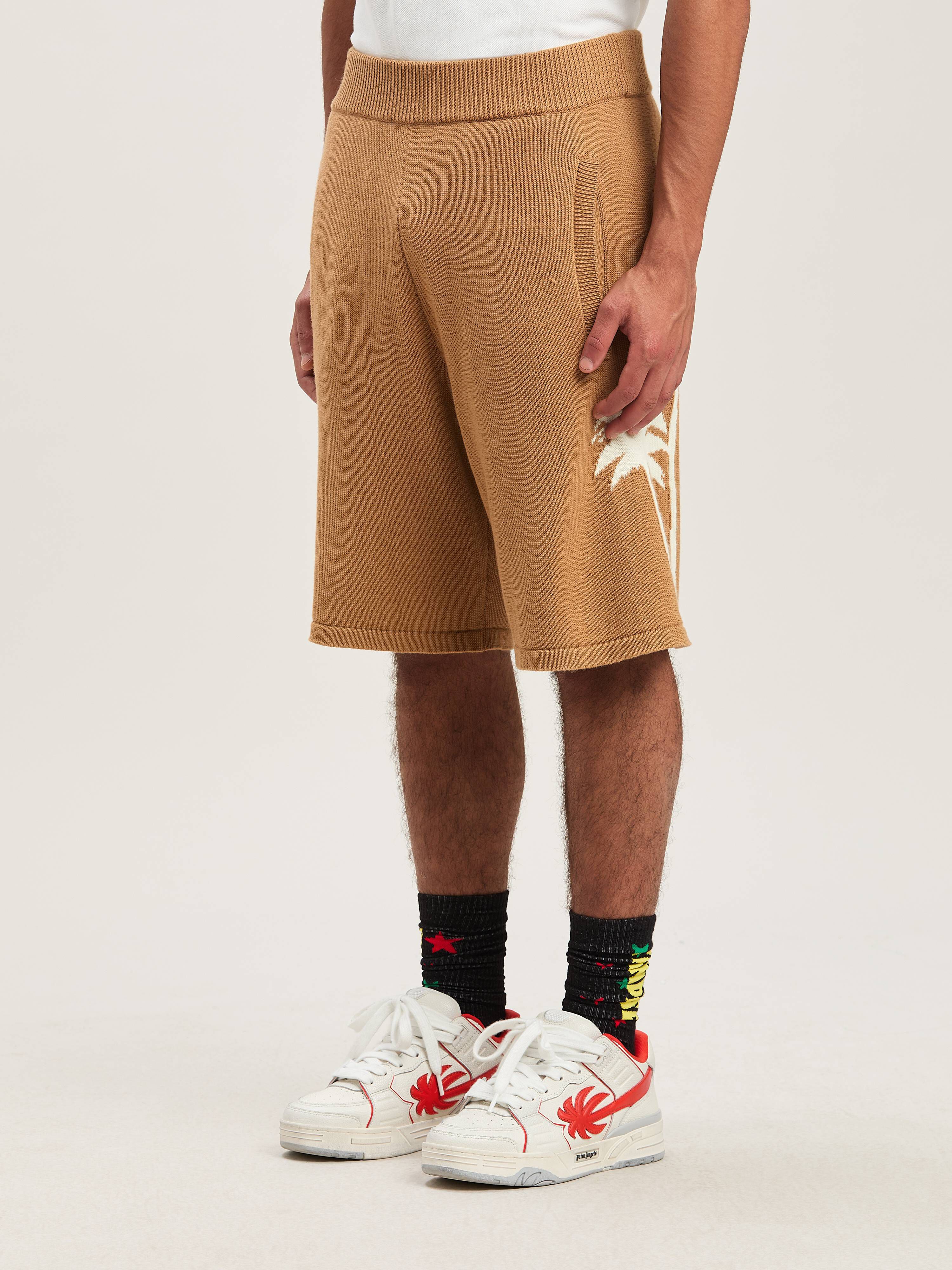 PALM ANGELS  PALMS KNIT SHORTS BEIGE - OFF WHITE PMHM012S25KNI002