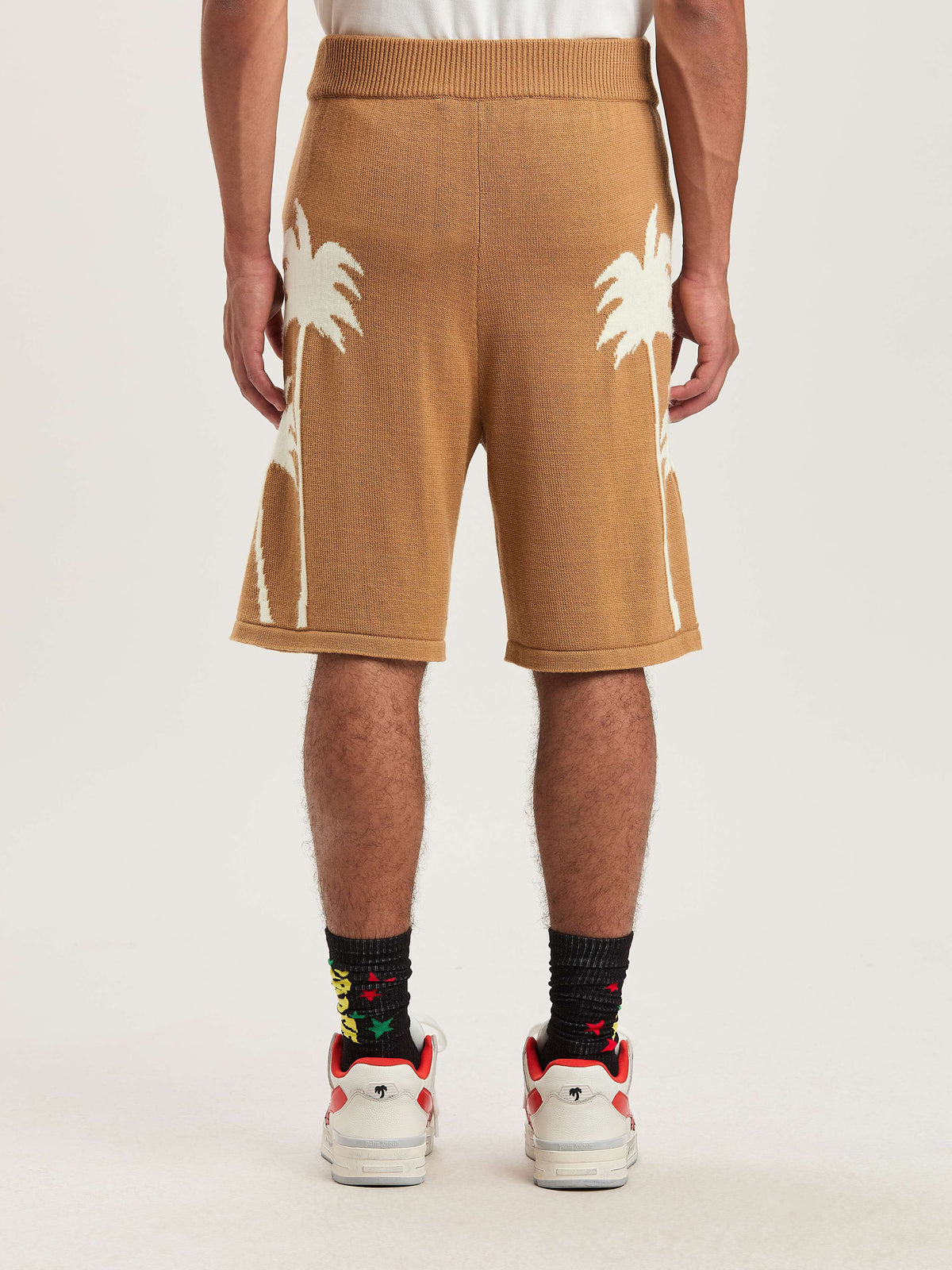 PALM ANGELS  PALMS KNIT SHORTS BEIGE - OFF WHITE PMHM012S25KNI002