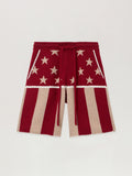 PALM ANGELS Stars and Stripes Shorts RED - ECRU PMHM015F25KNI001