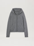 PALM ANGELS  CURVED LOGO ZIP KNIT HOODY GREY MELANGE GREY MELANGE - OFF WHITE PMHU023S25KNI001