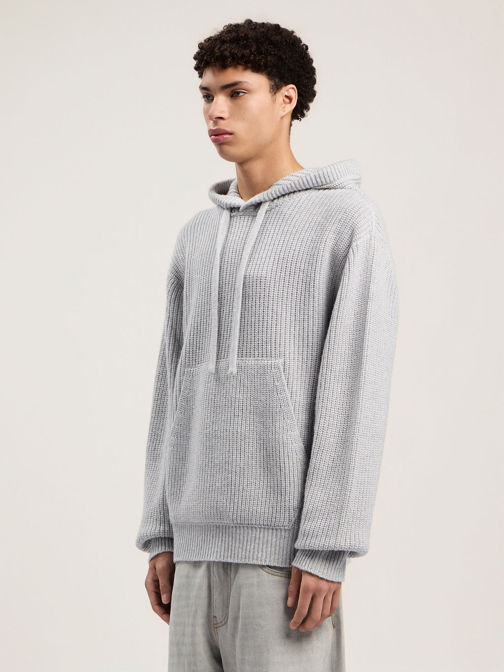 PALM ANGELS  GREY MELANGE - OFF WHITE PMHU025F25KNI001