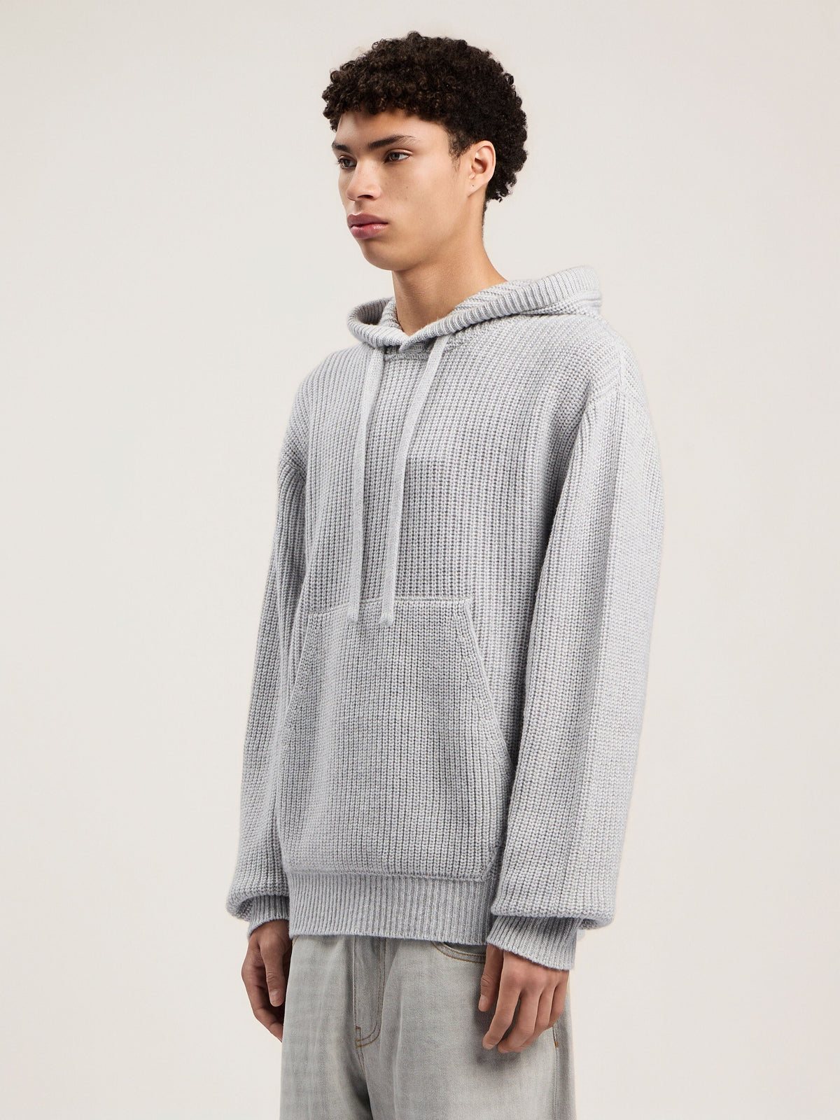 PALM ANGELS  GREY MELANGE - OFF WHITE PMHU025F25KNI001