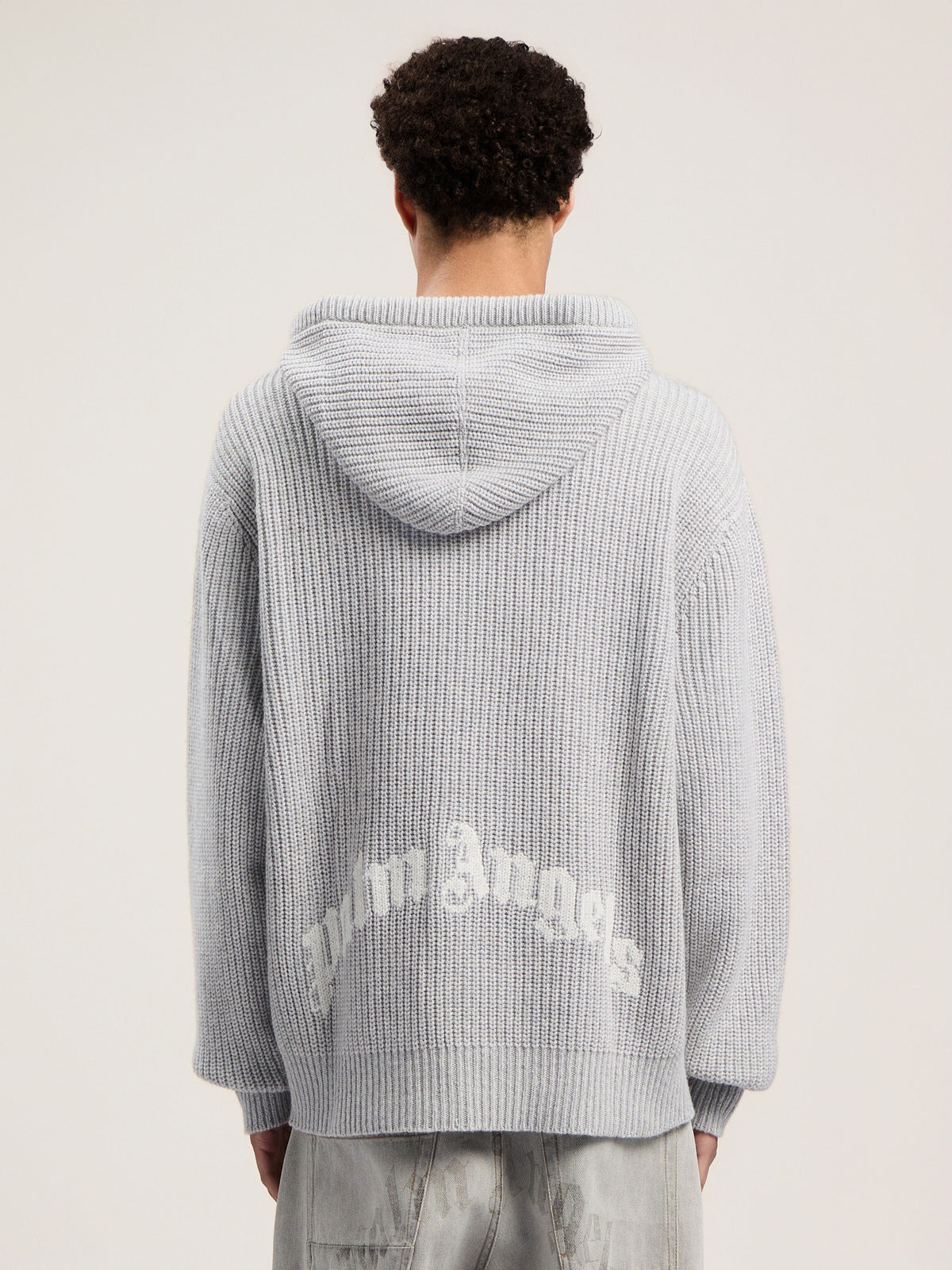 PALM ANGELS  GREY MELANGE - OFF WHITE PMHU025F25KNI001