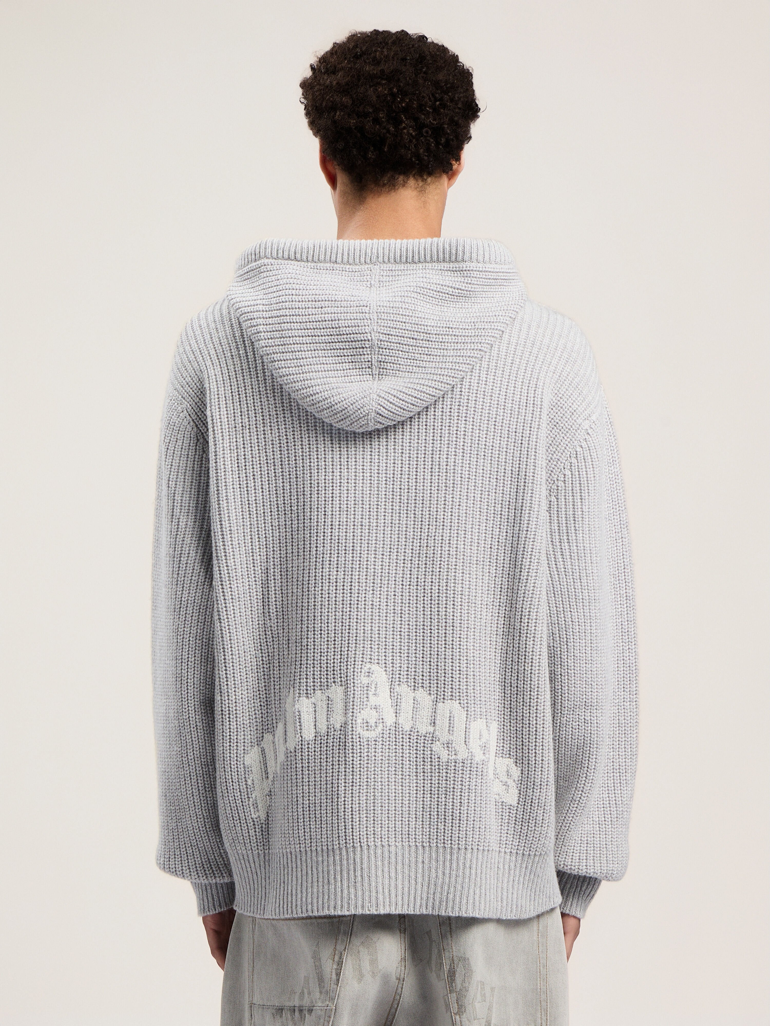 PALM ANGELS  GREY MELANGE - OFF WHITE PMHU025F25KNI001